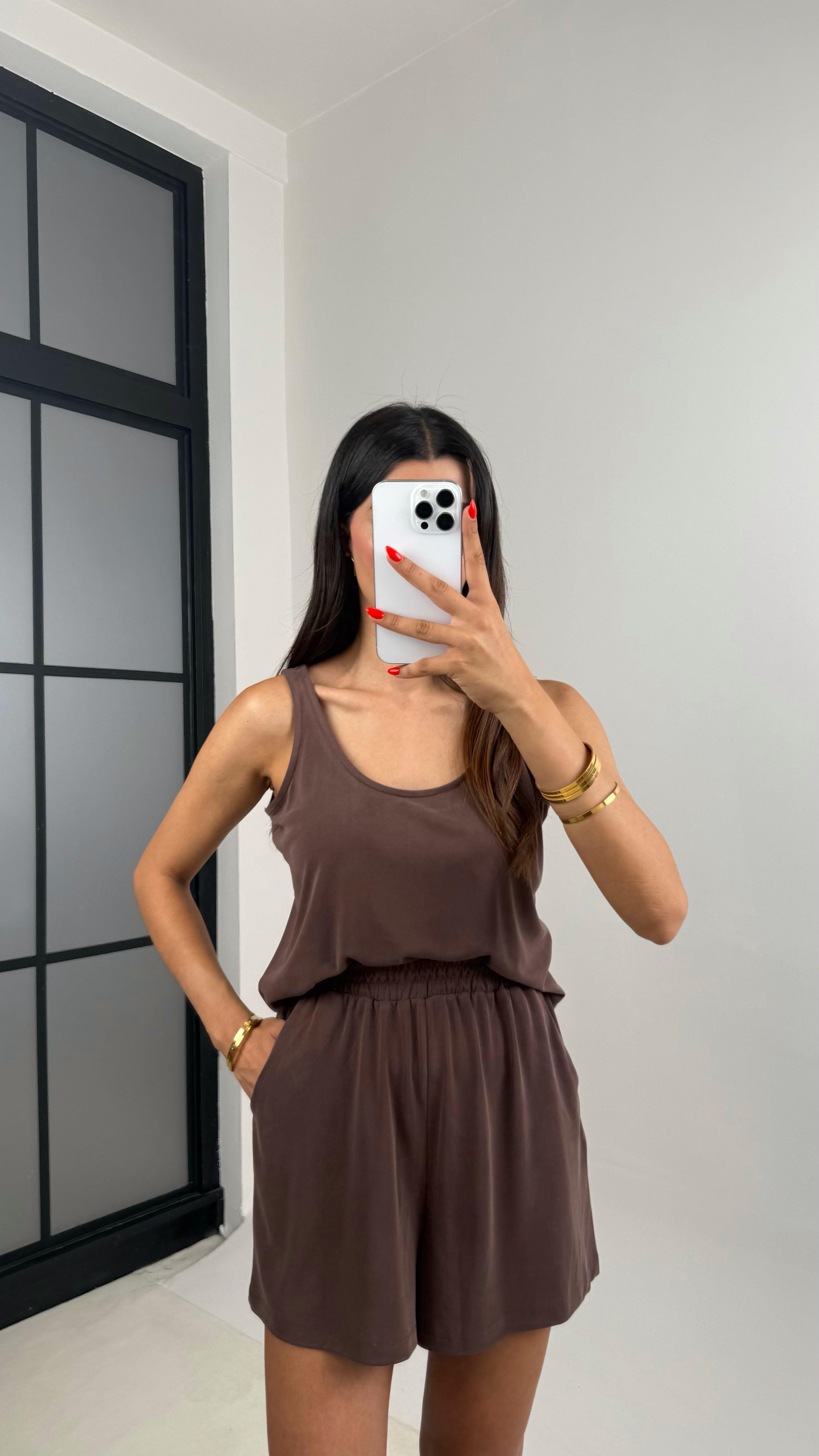 Kahve Atlet Şort Basic Modal Takım GAUS-0013GAUSTAKIMGAUS-0013