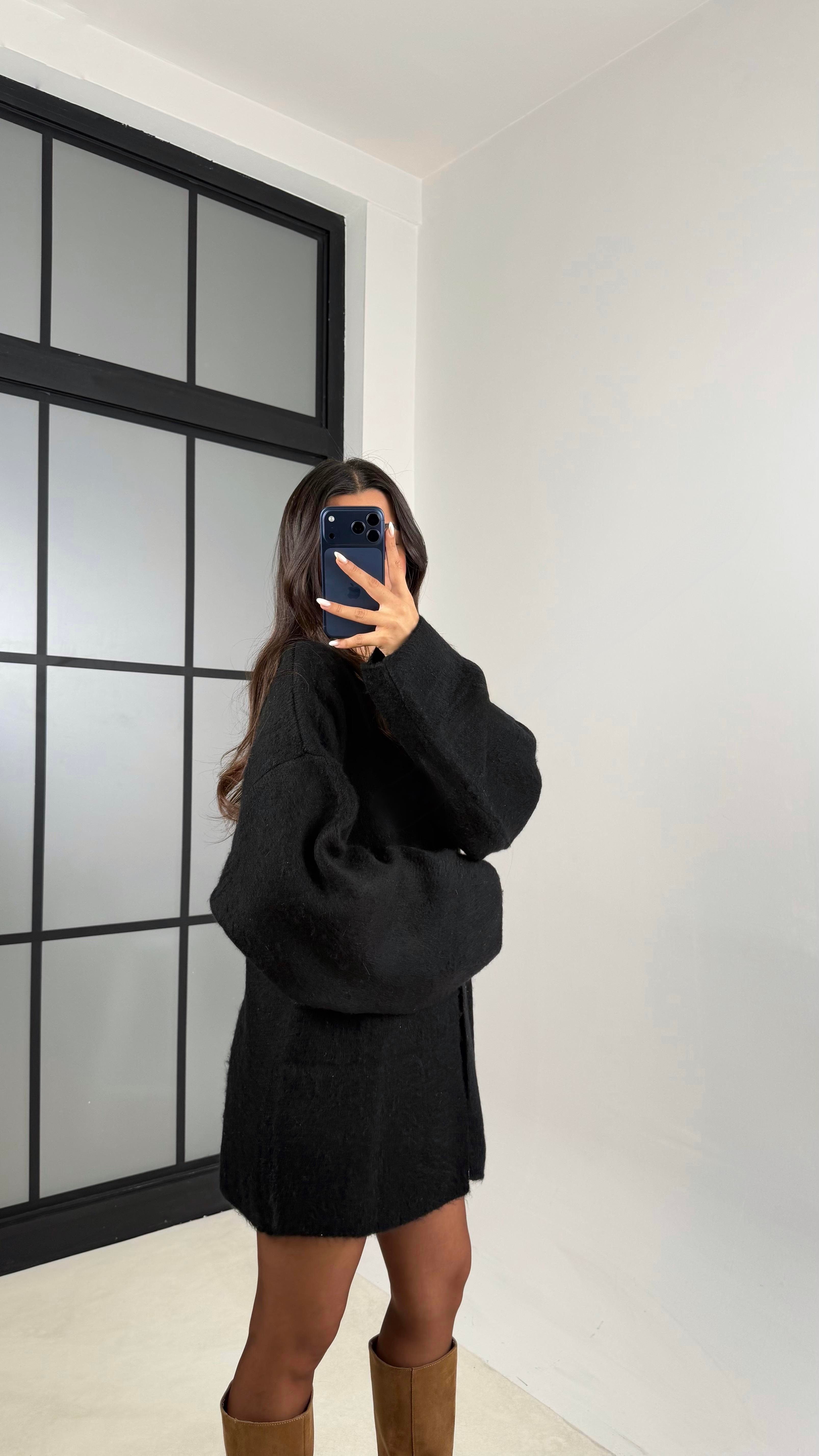 Siyah Oversize Triko Hırka GAUS-00525GAUS الكارديغان  GAUS-00525