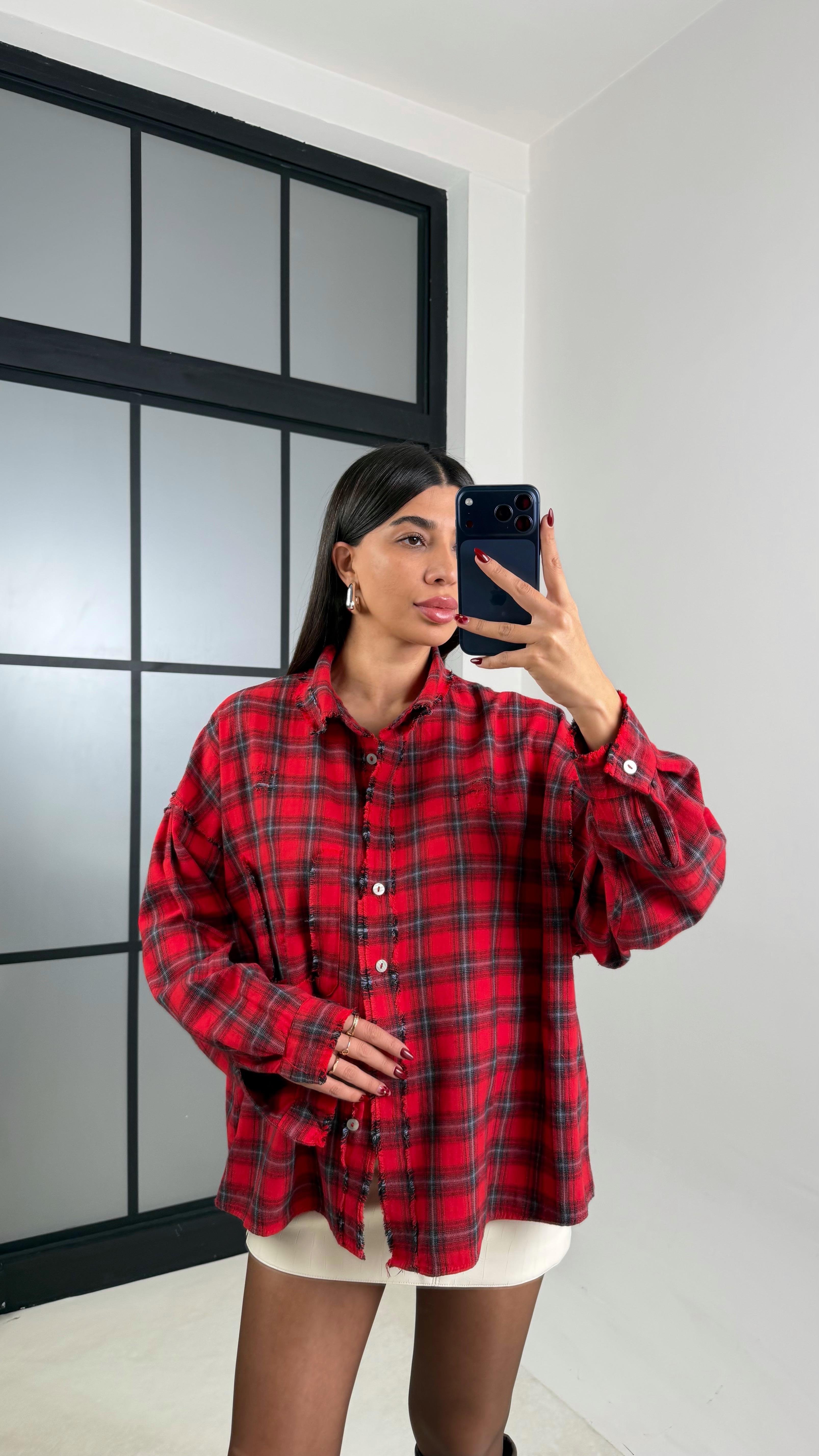 Kırmızı Ekoseli Oduncu Gömlek GAUS-00617GAUS القمصان GAUS-00617