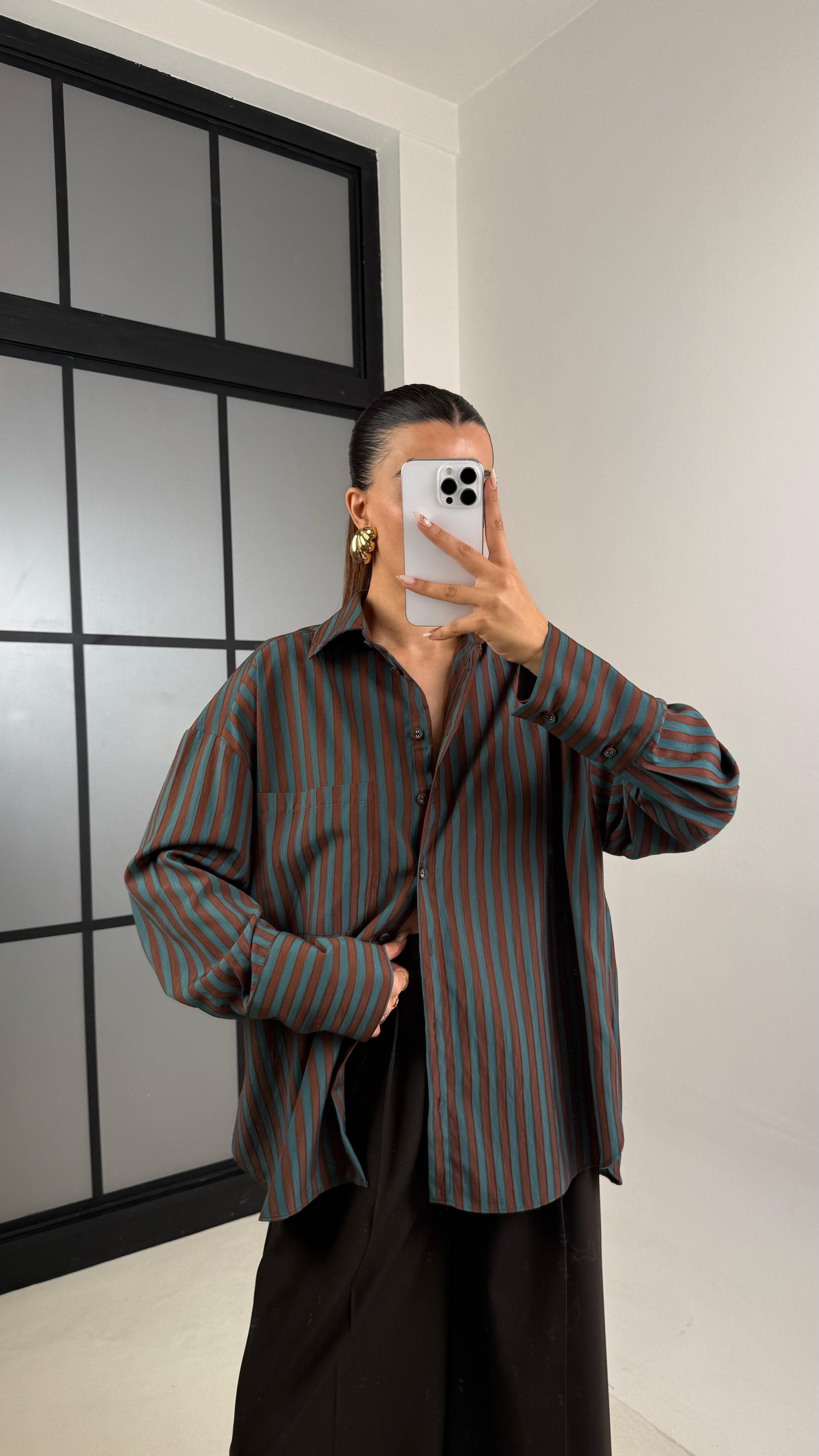 Yeşil Çizgili Premium Gömlek GAUS-00139GAUS القمصان GAUS-00139