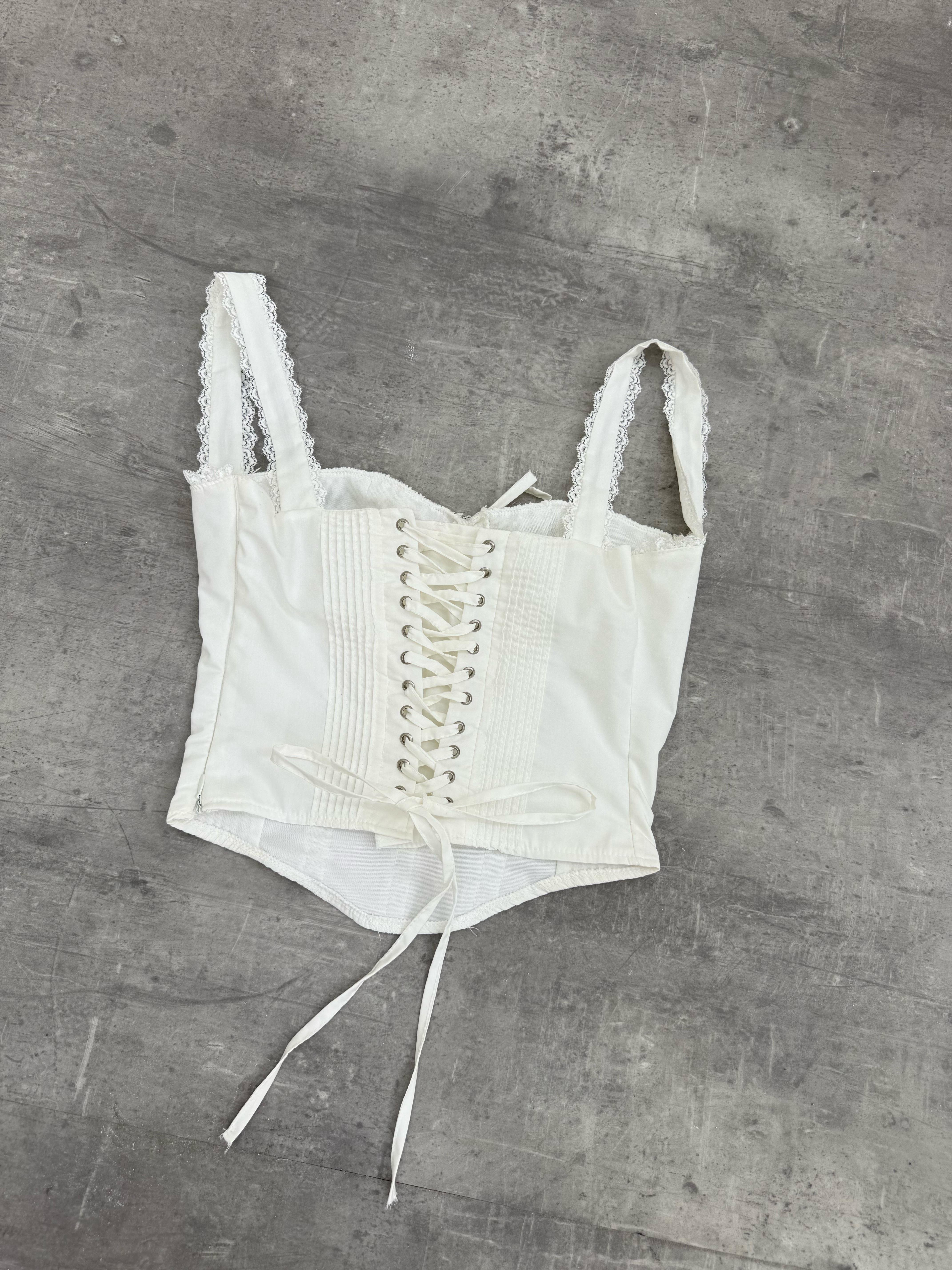 Beyaz Askılı Arkası Lastikli Dantelli Bustiyer Crop Gaus00286GausCROPGU1001662