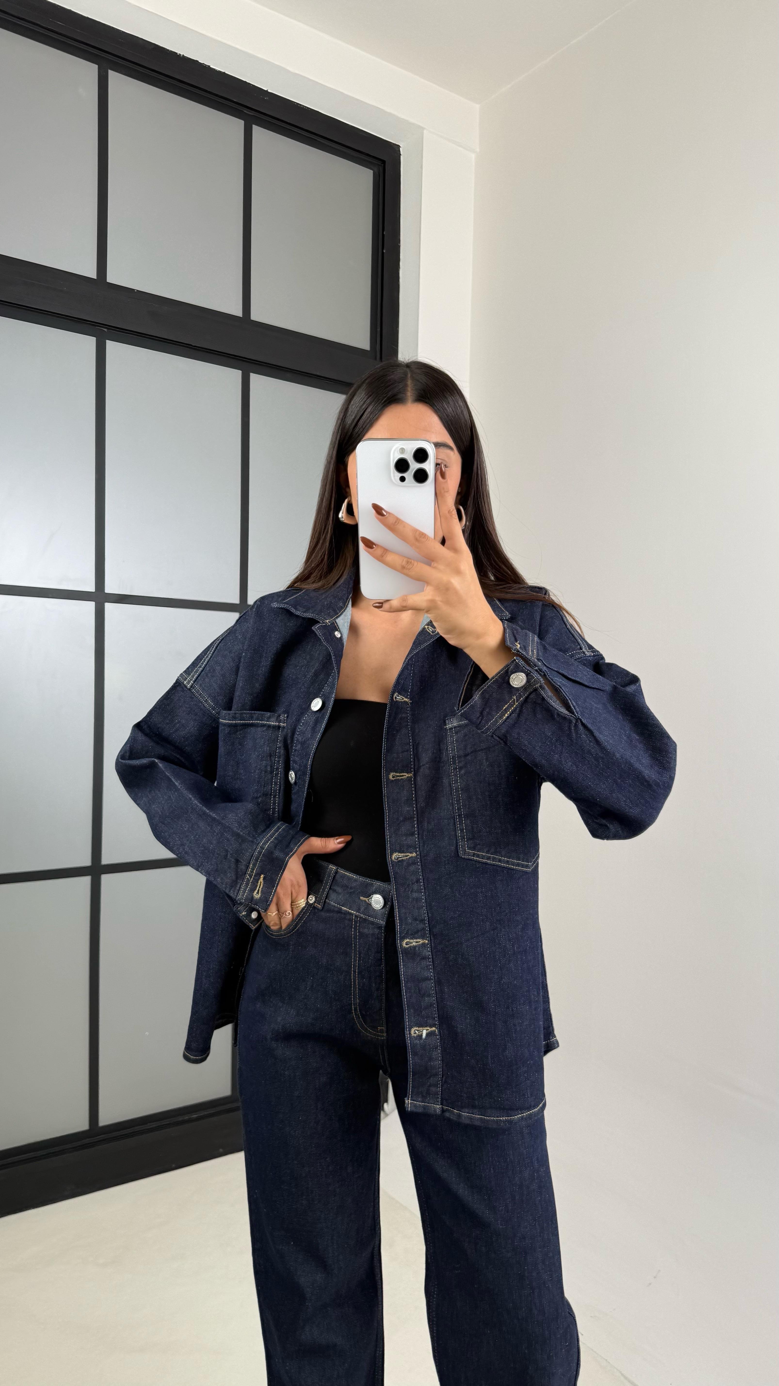 Lacivert Denim Gömlek Pantolon Takım GAUS-00220GAUSTAKIMGAUS-00220