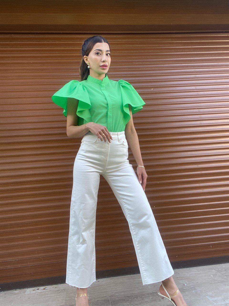 Orijinal Marka Ekru Wide Leg JeanGausDENİM PANTOLONGU00228