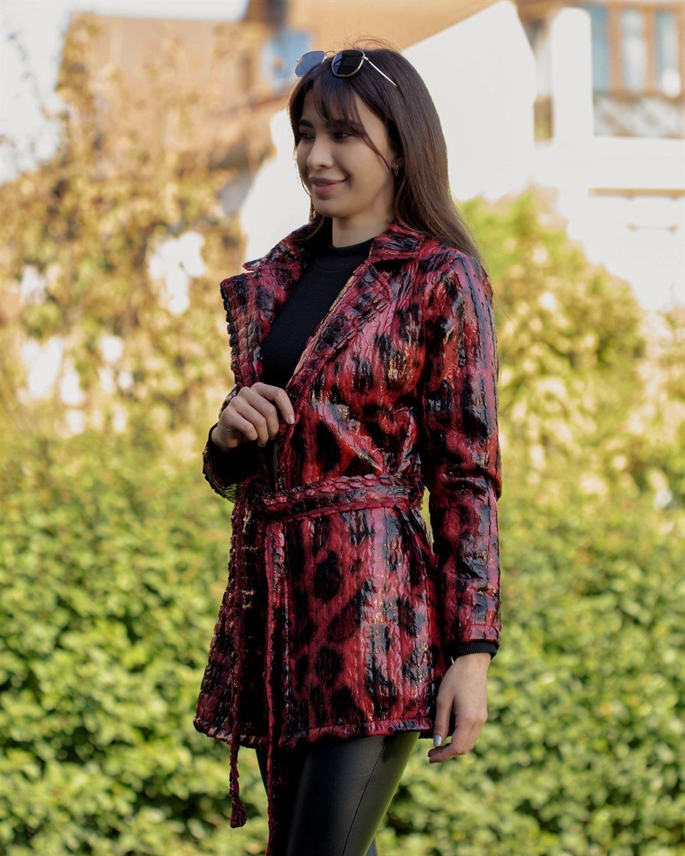 Rojo yılan desenli kırmızı ceket 
