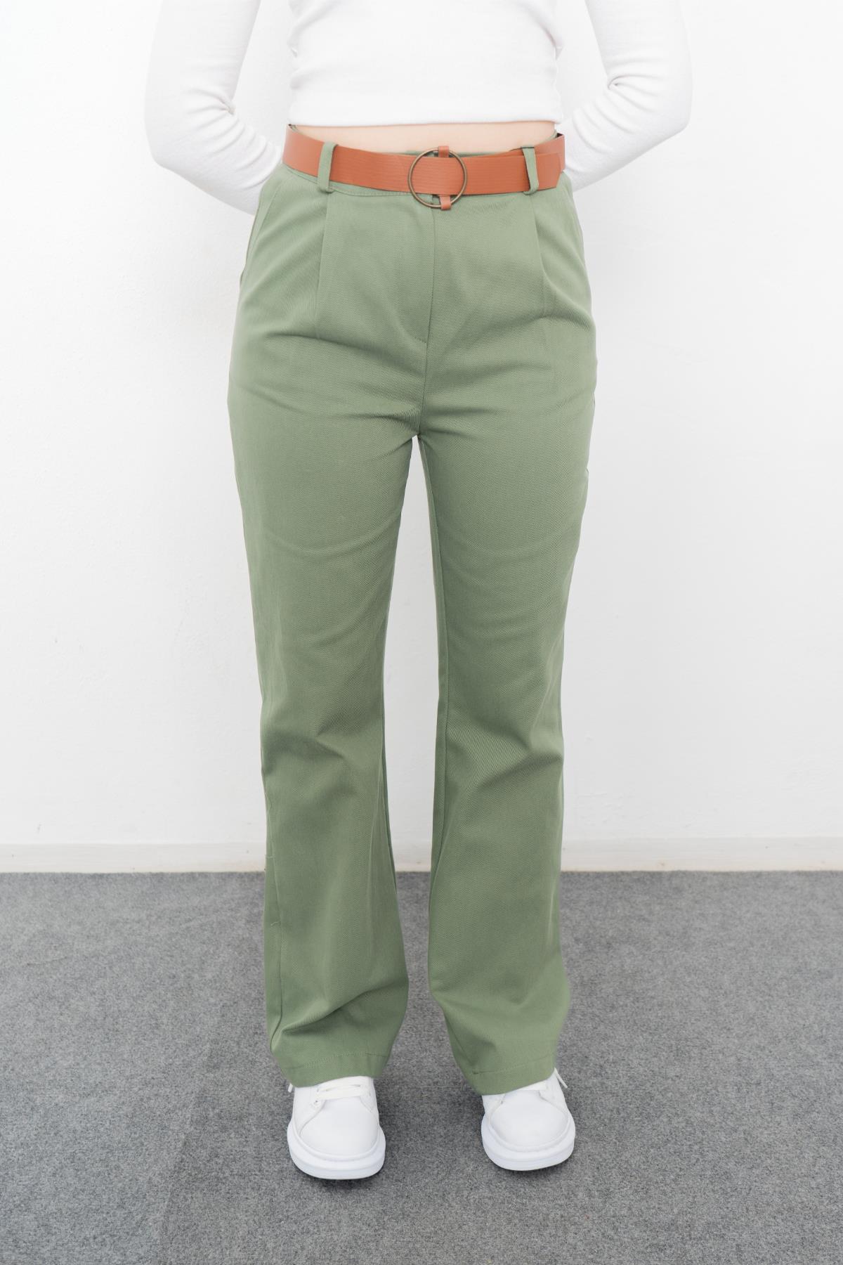30098 KEMERLİ BOL PACA GABARDİN KUMAŞ PANTOLON