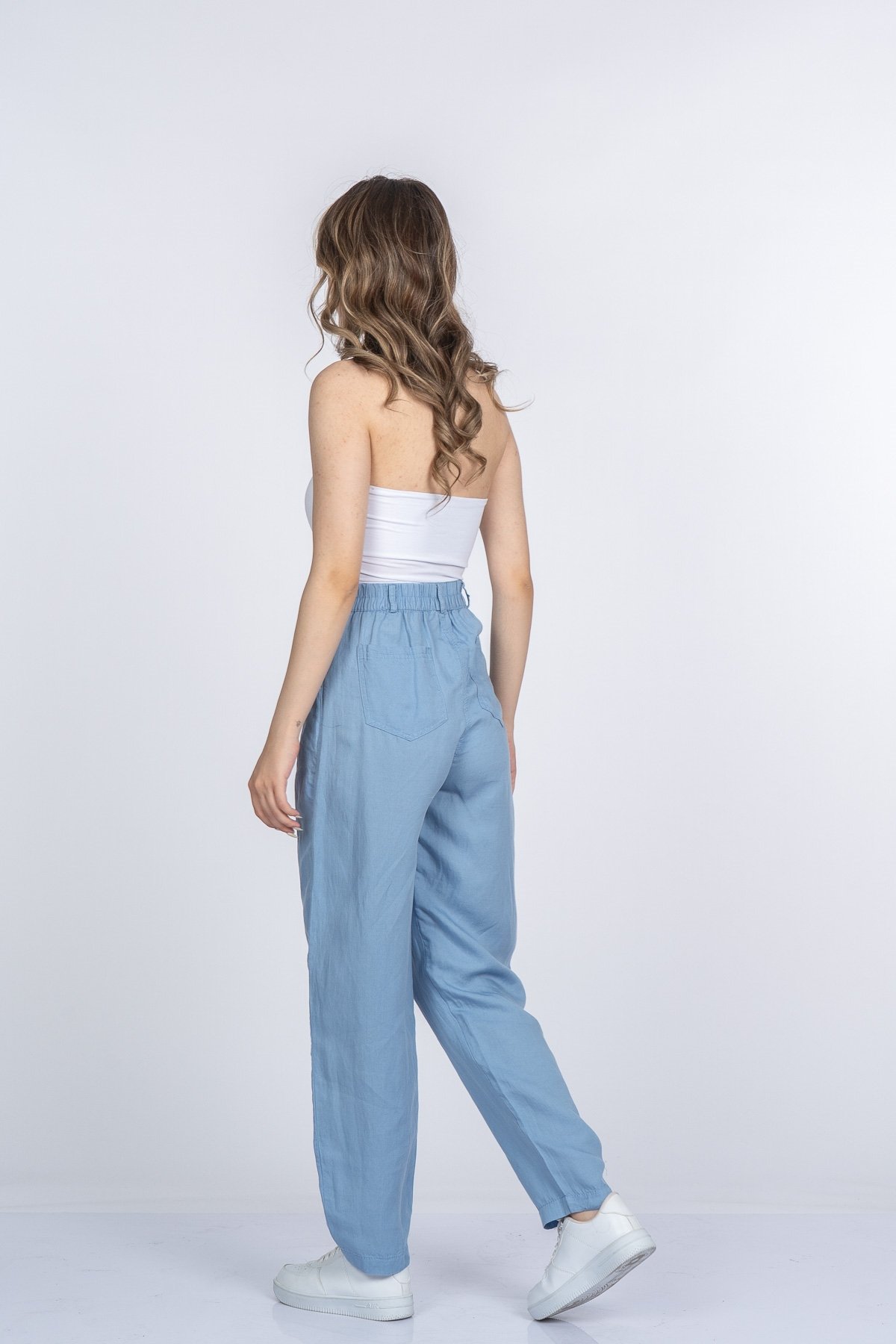 Alina Dar Paça Balon Form Keten Pantolon 30398