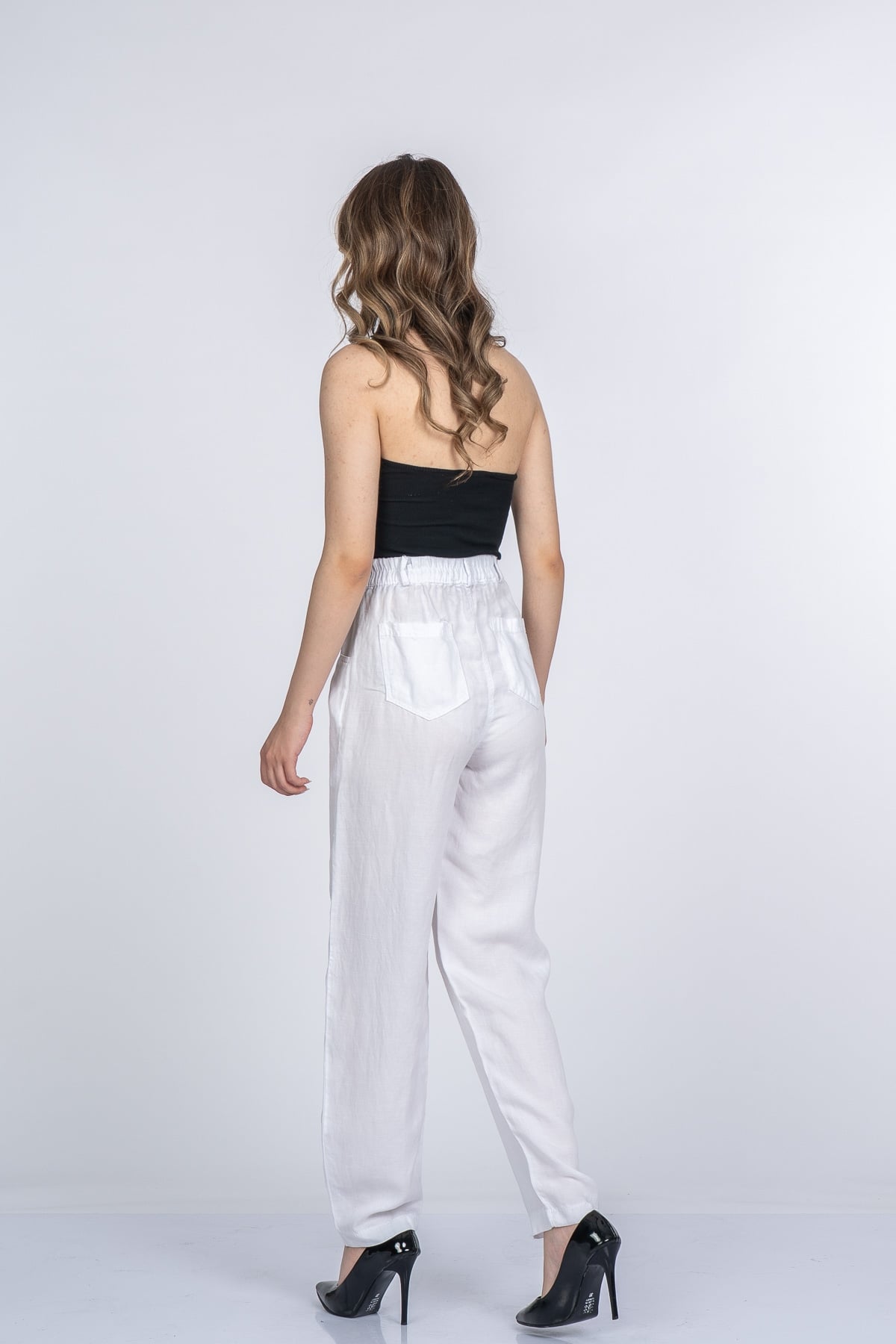 Alina Dar Paça Balon Form Keten Pantolon 30398