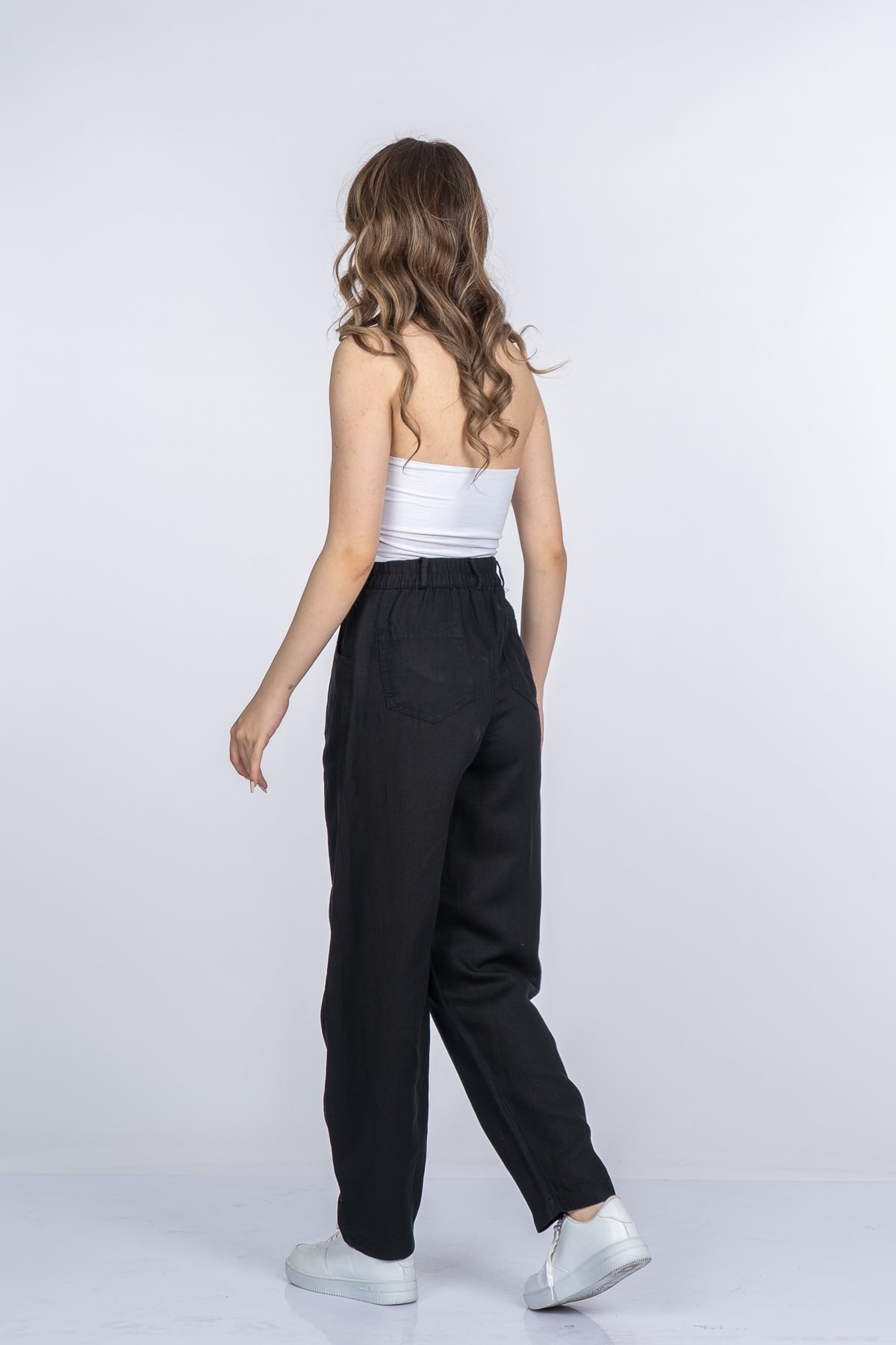 Alina Dar Paça Balon Form Keten Pantolon 30398