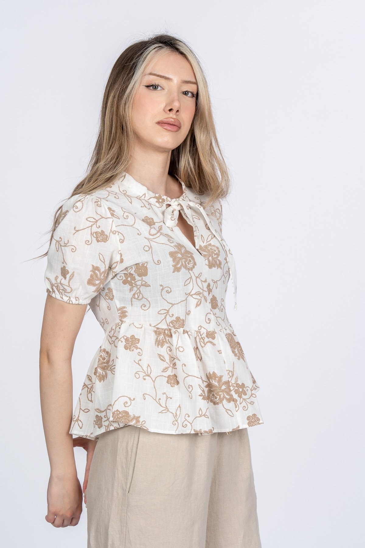 Amoura Soft Keten Bluz 70080