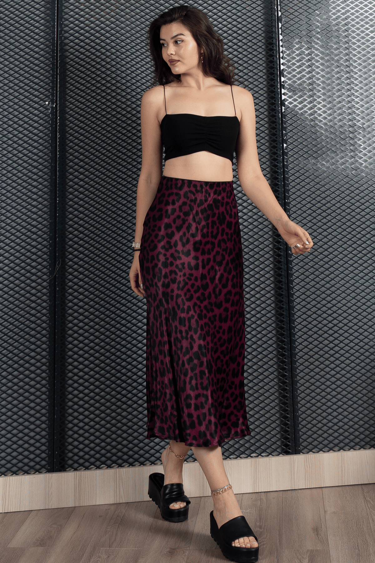 Aura Saten Maxi Skirt - Etek 6718