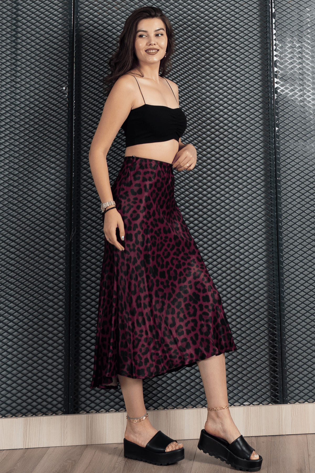 Aura Saten Maxi Skirt - Etek 6718