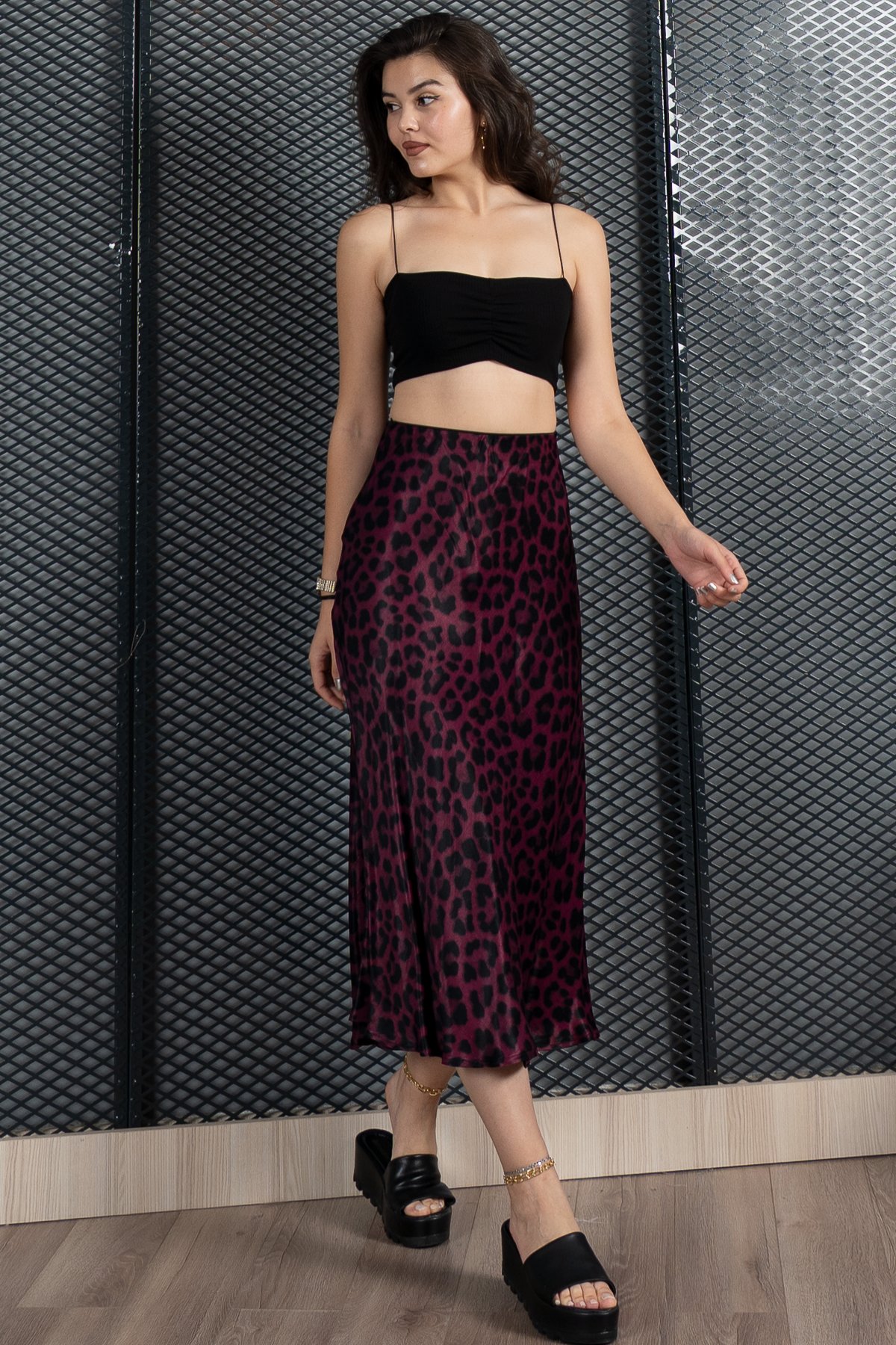 Aura Saten Maxi Skirt - Etek 6718