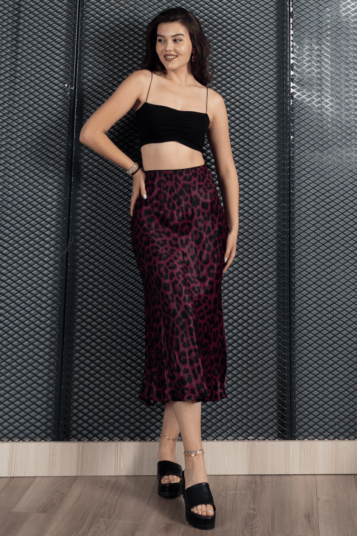 Aura Saten Maxi Skirt - Etek 6718
