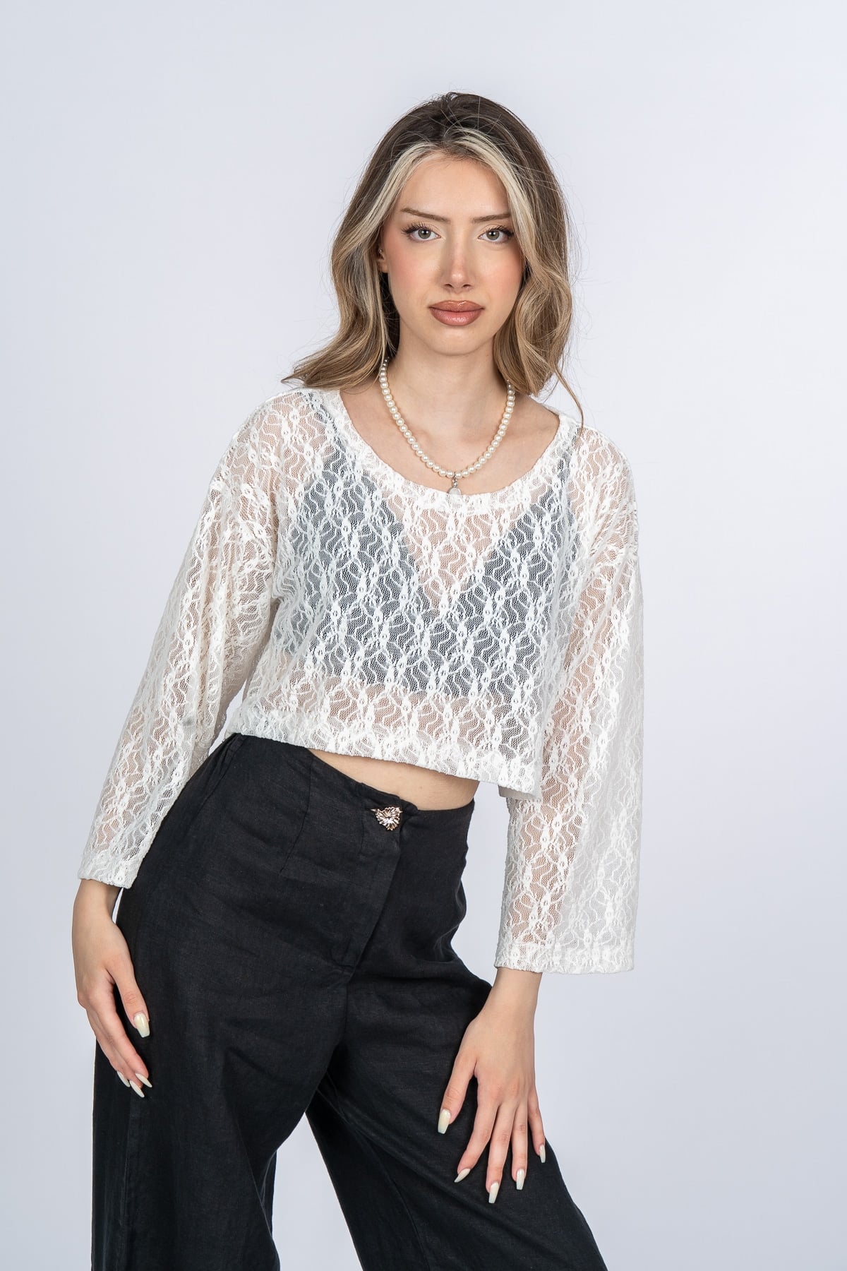 Aviana Modern Tül Bluz 70083