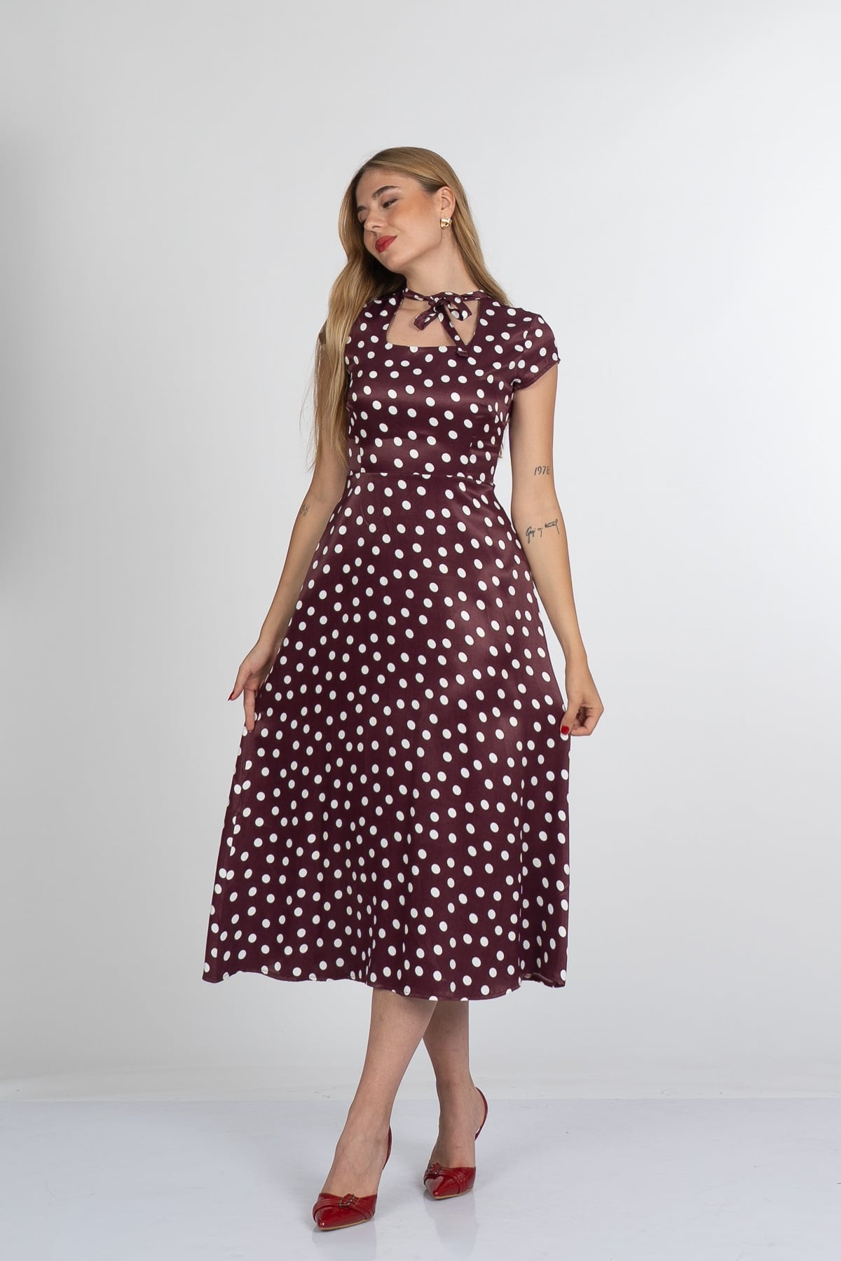Carla Fiyonk Yaka Detaylı Maxi Boy Elbise 50402