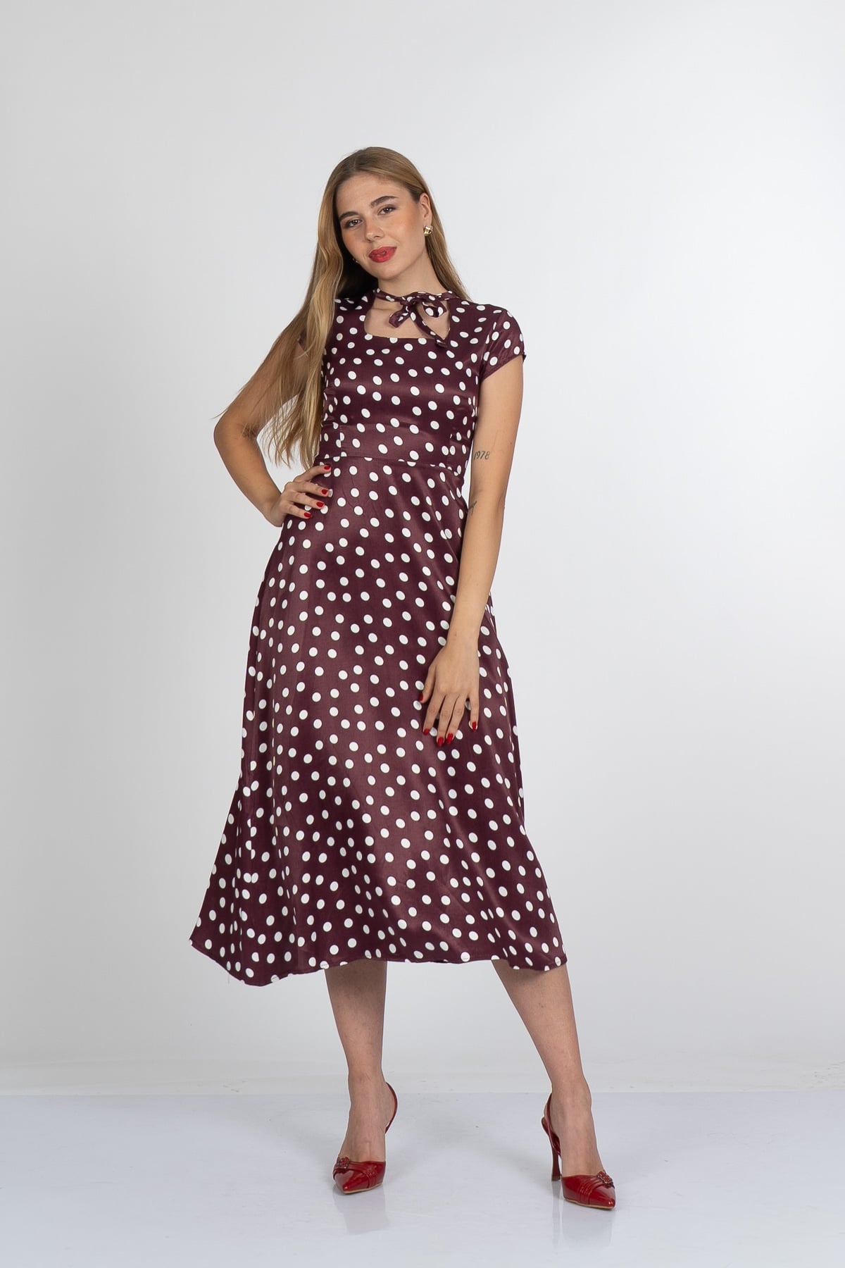 Carla Fiyonk Yaka Detaylı Maxi Boy Elbise 50402