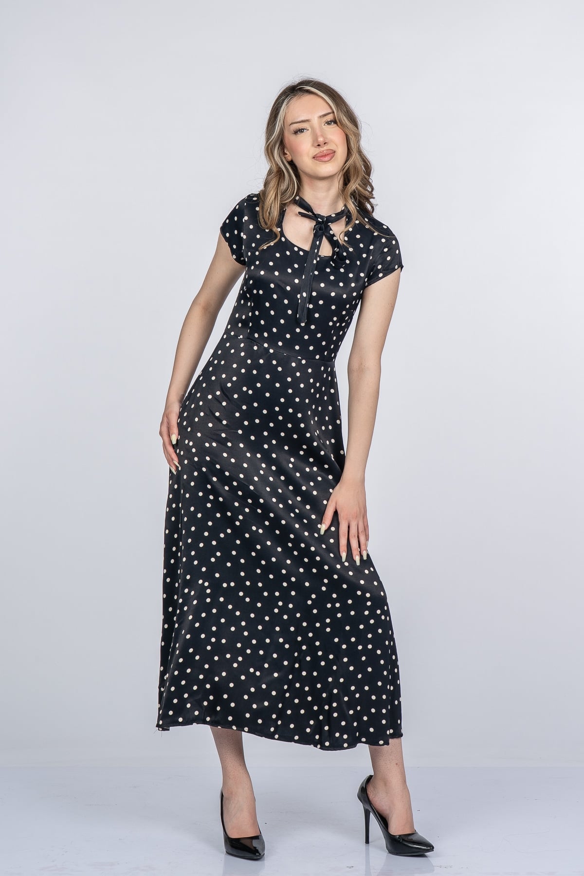 Carla Fiyonk Yaka Detaylı Maxi Boy Elbise 50402