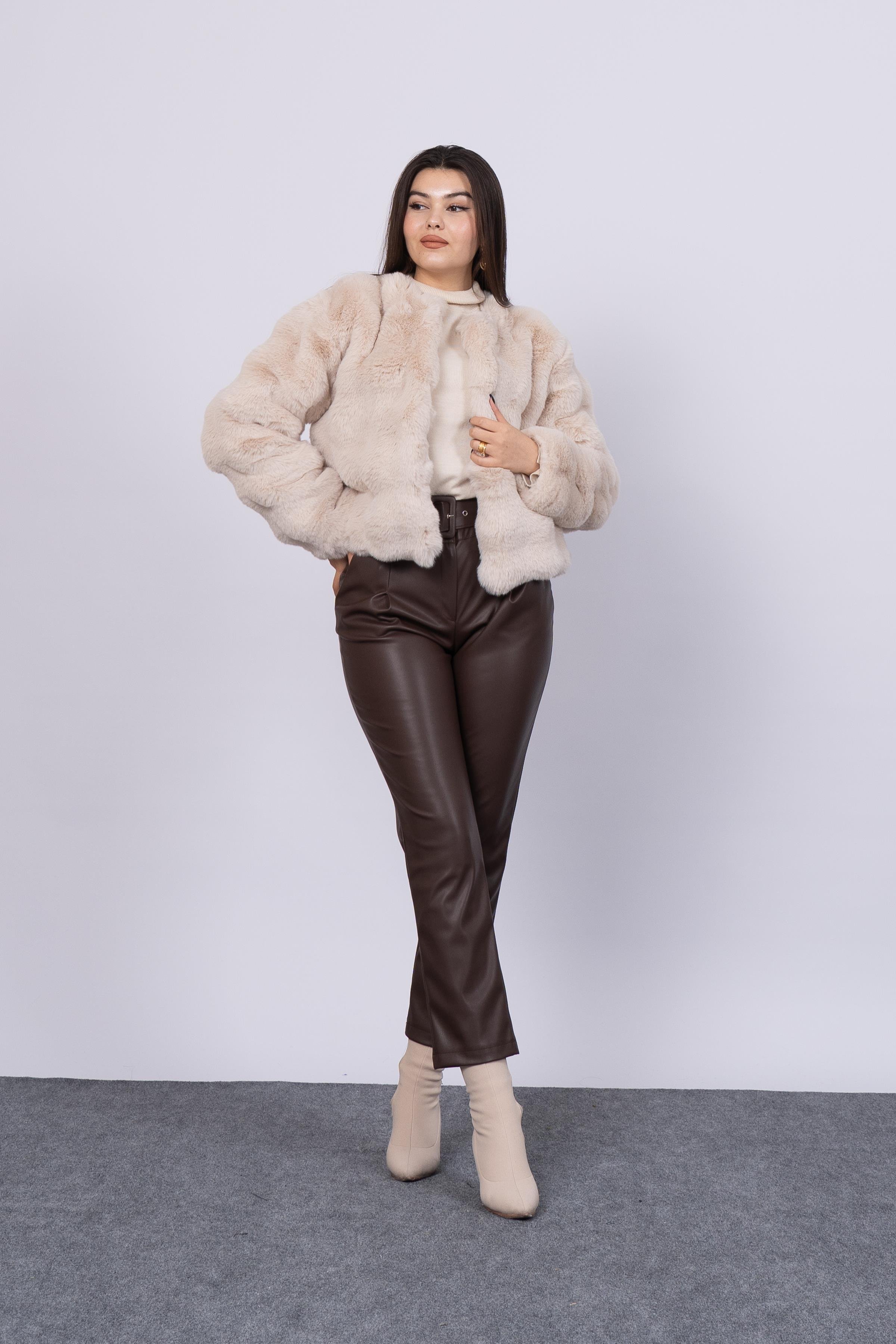 Dalgalı Peluş Kürk Kaban 2587