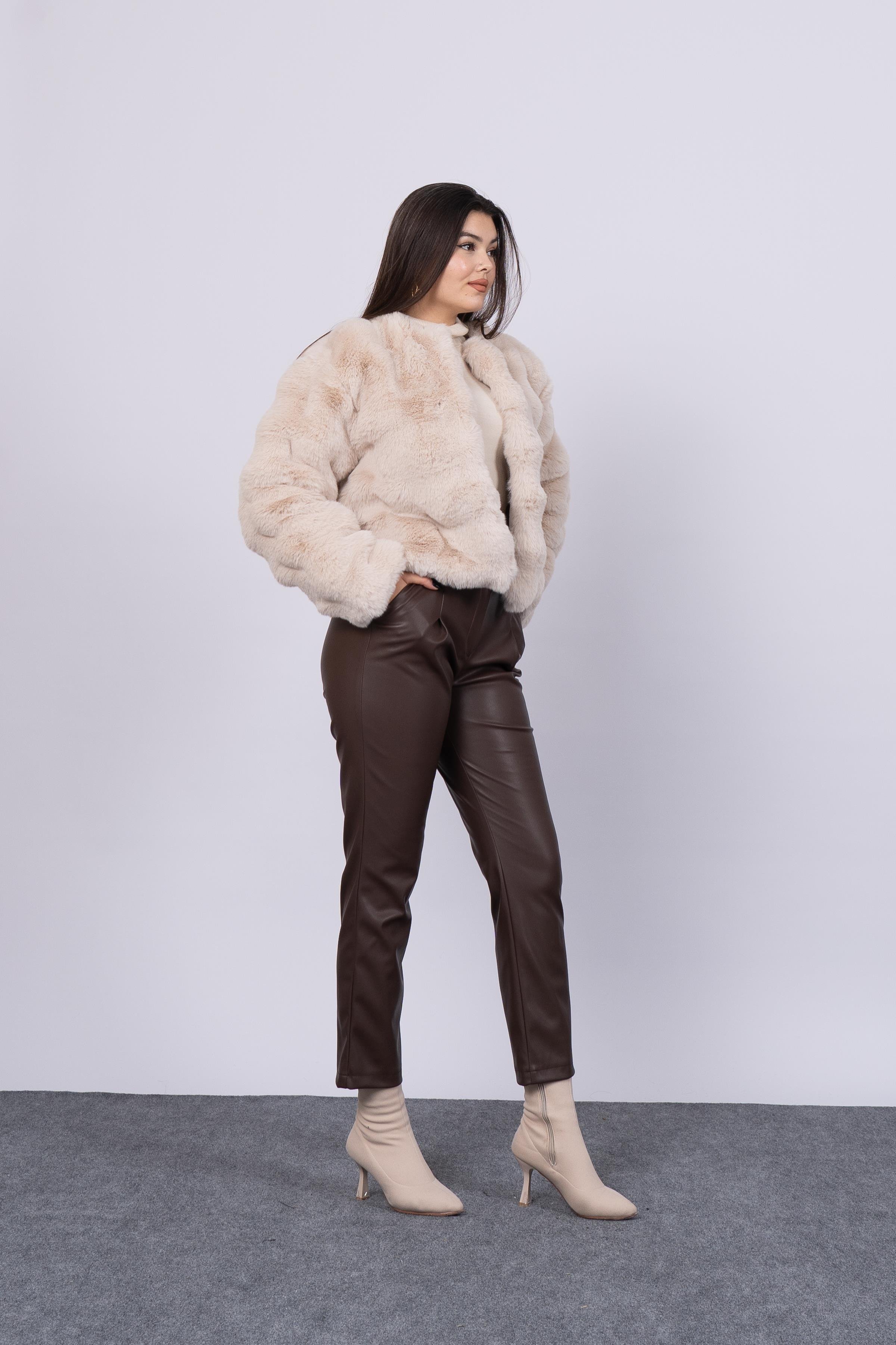 Dalgalı Peluş Kürk Kaban 2587