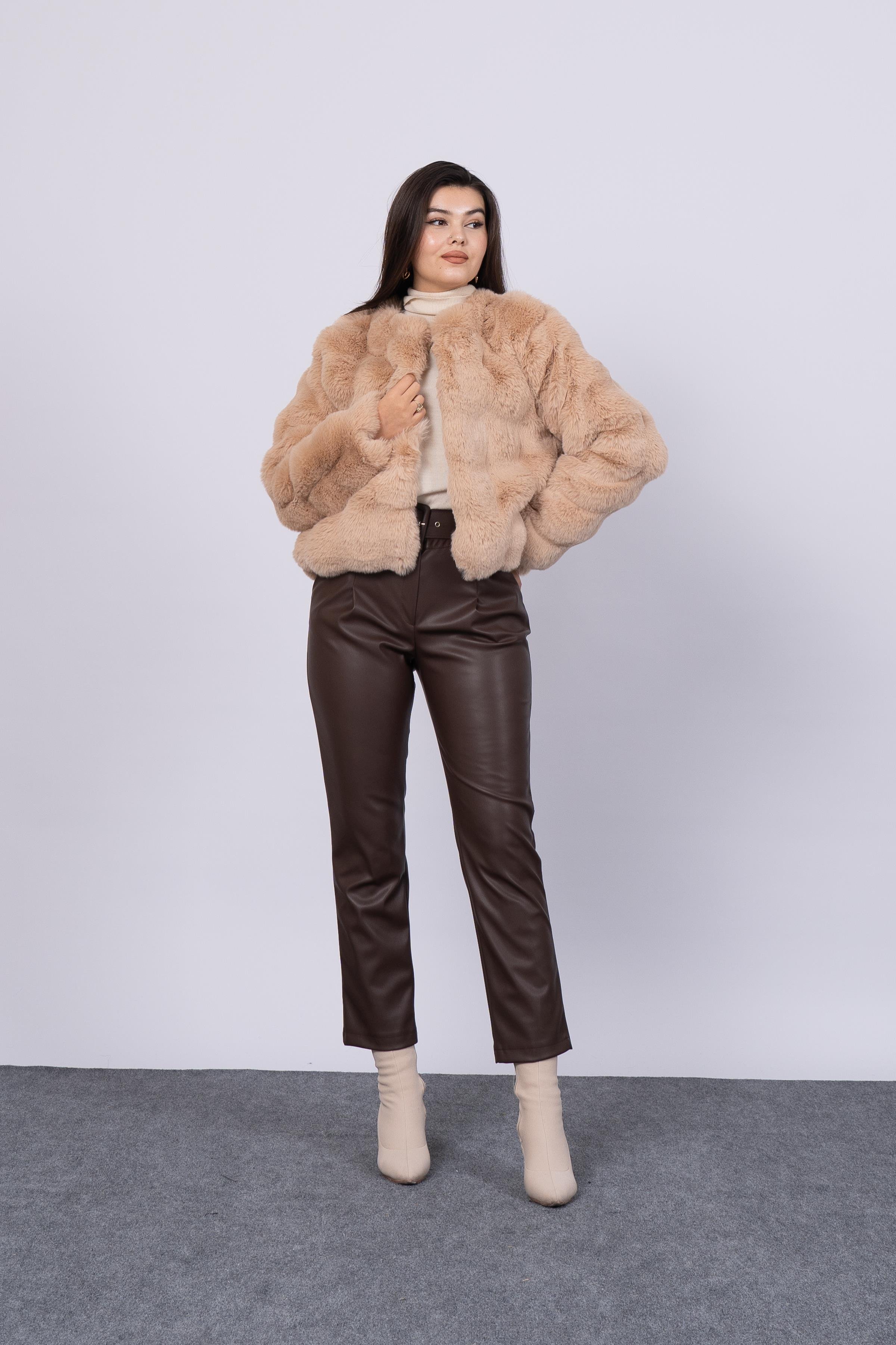 Dalgalı Peluş Kürk Kaban 2587