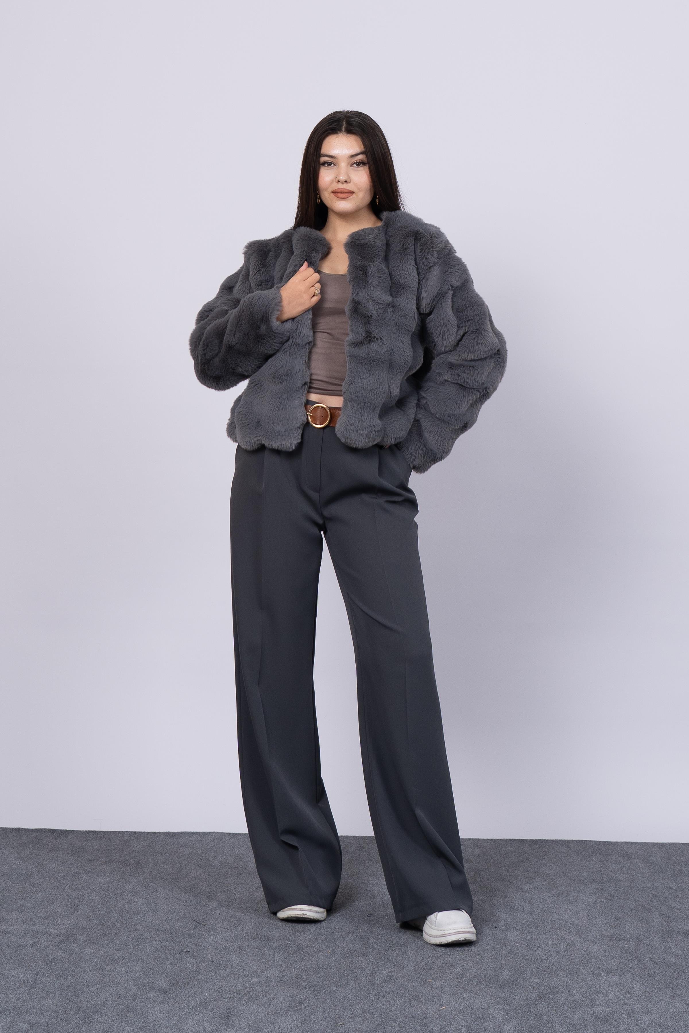 Dalgalı Peluş Kürk Kaban 2587