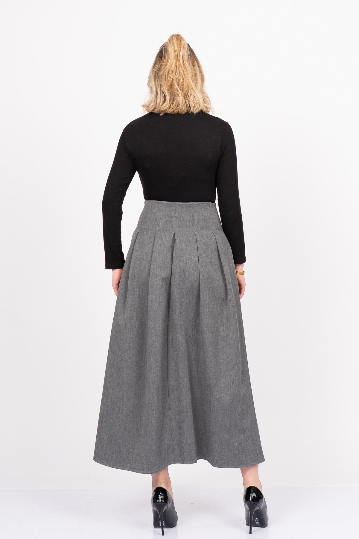EleganceBelt Slit Skirt – Premium Pileli & Yırtmaçlı Etek 6829