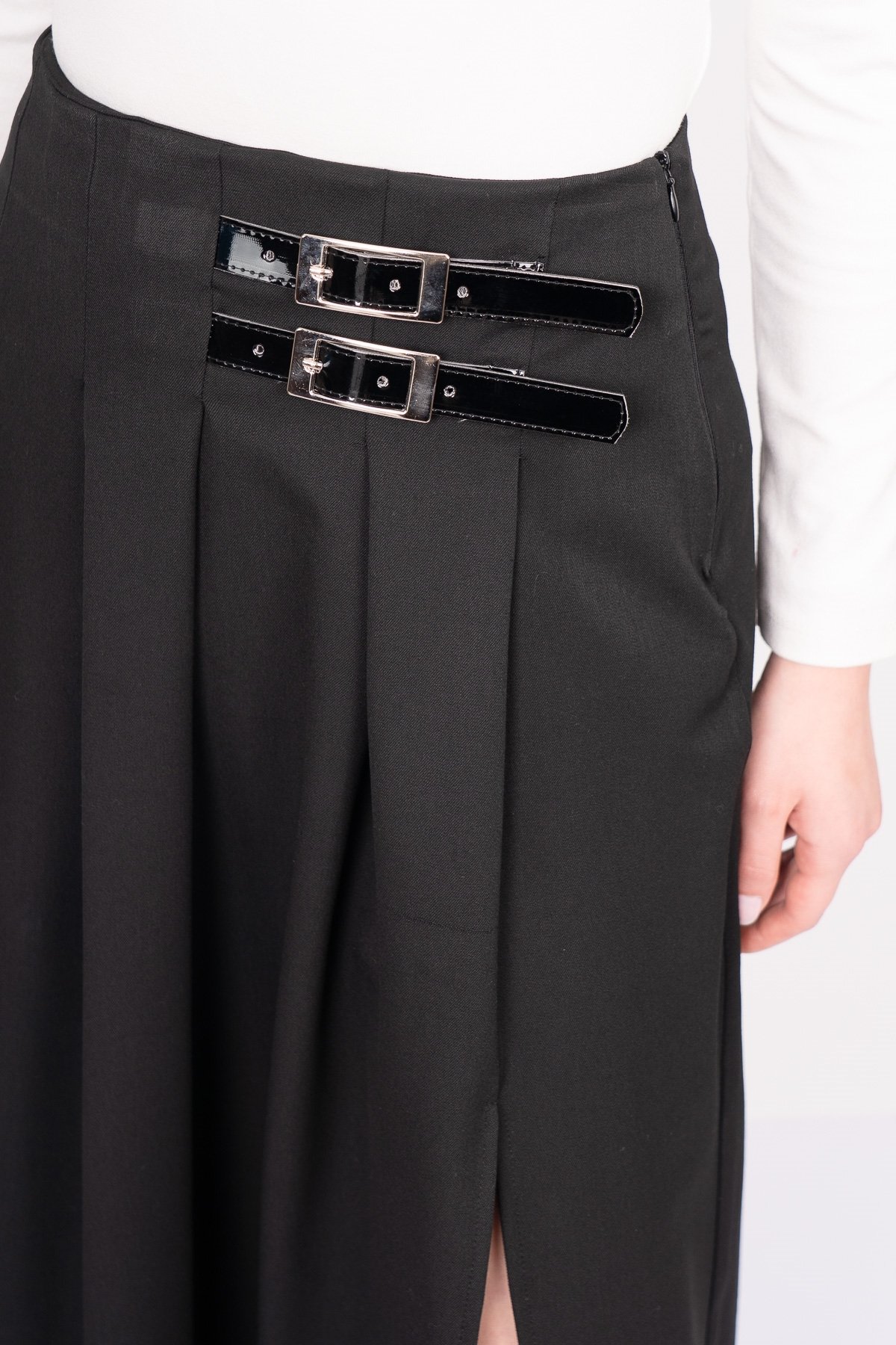 EleganceBelt Slit Skirt – Premium Pileli & Yırtmaçlı Etek 6829
