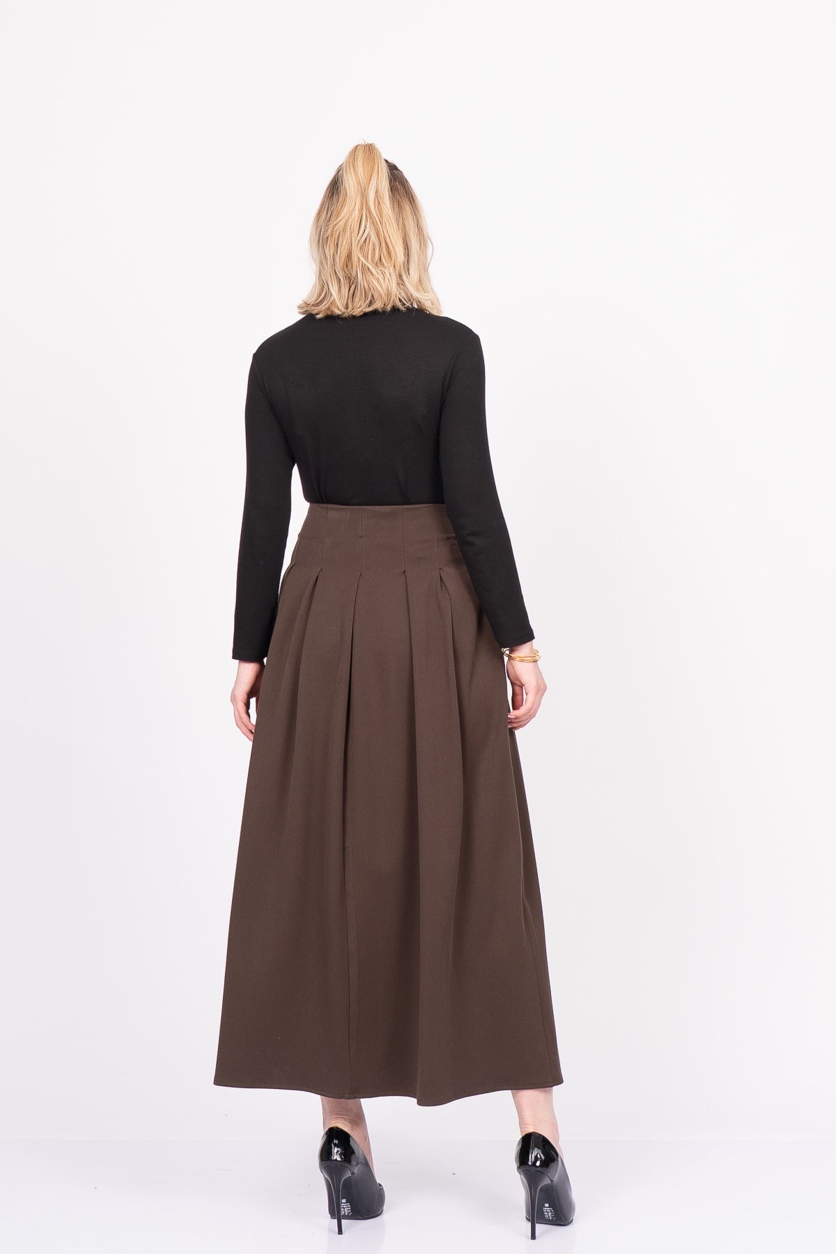 EleganceBelt Slit Skirt – Premium Pileli & Yırtmaçlı Etek 6829