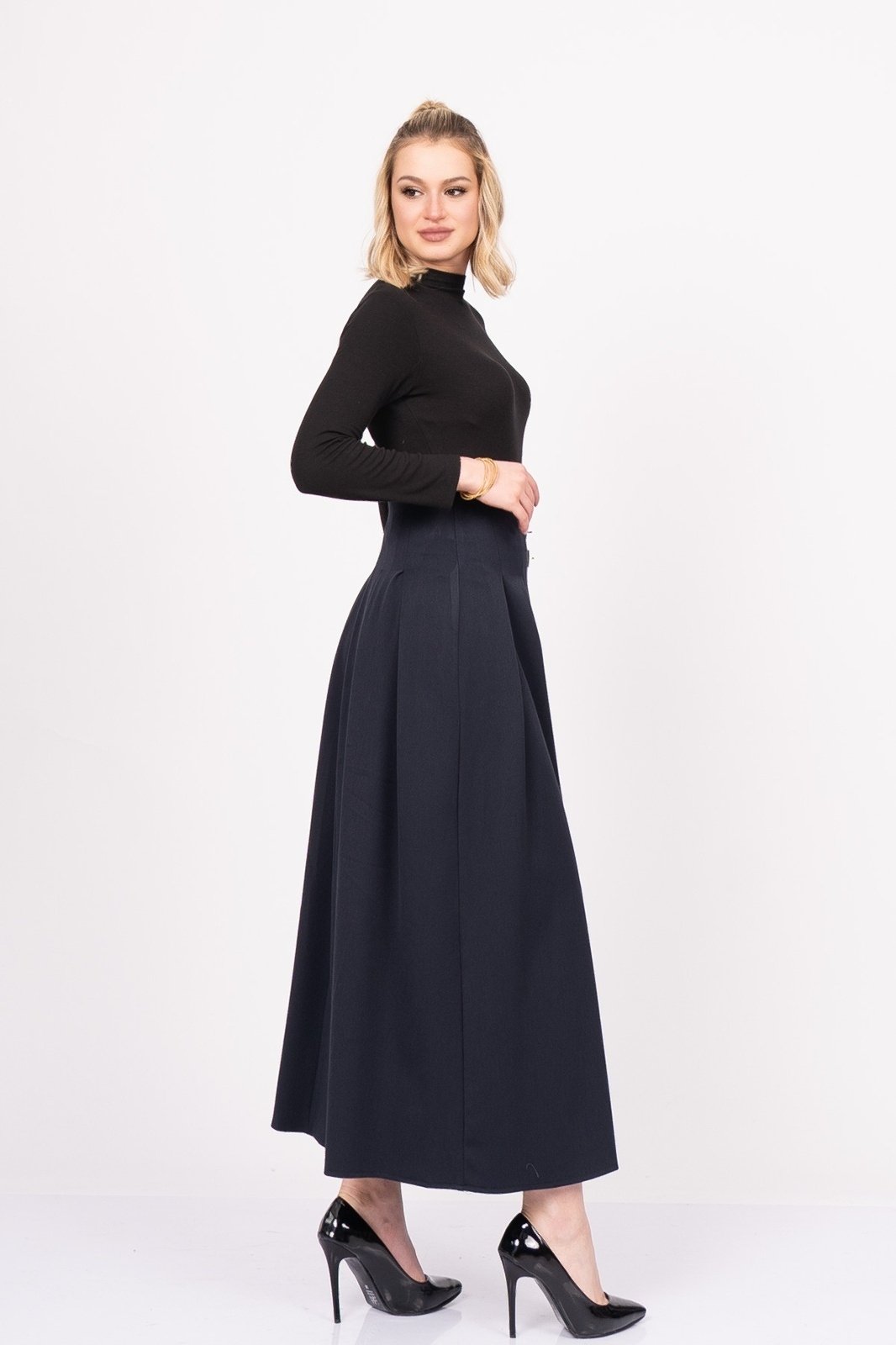 EleganceBelt Slit Skirt – Premium Pileli & Yırtmaçlı Etek 6829