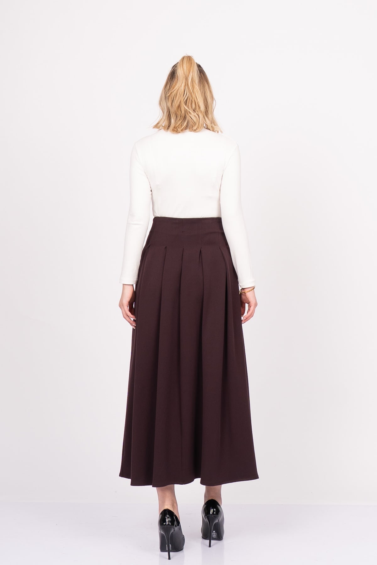 EleganceBelt Slit Skirt – Premium Pileli & Yırtmaçlı Etek 6829