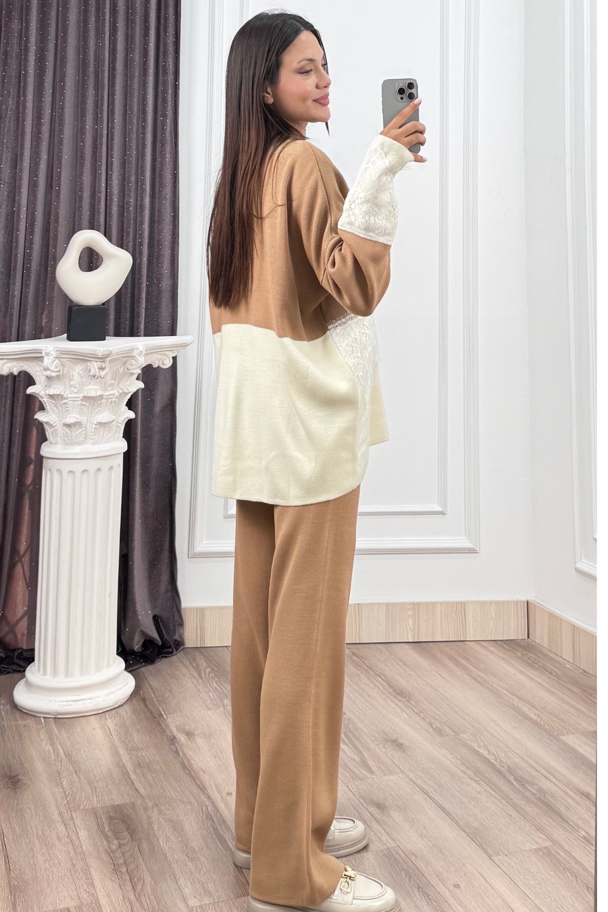 ELIORA – Tül Dantel Detaylı Triko Takım P035