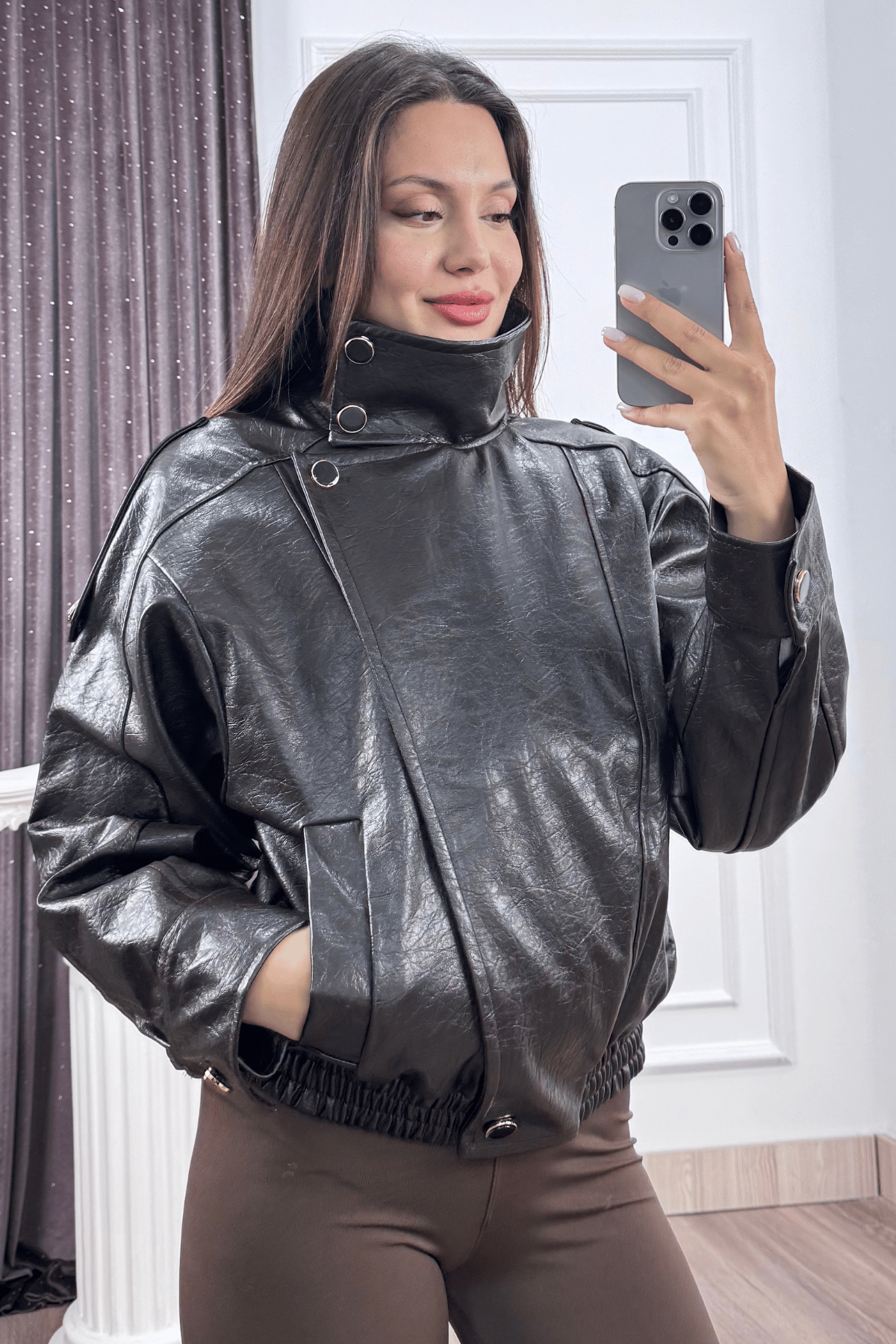 K-8645 PARÇALI DERİ CEKET
