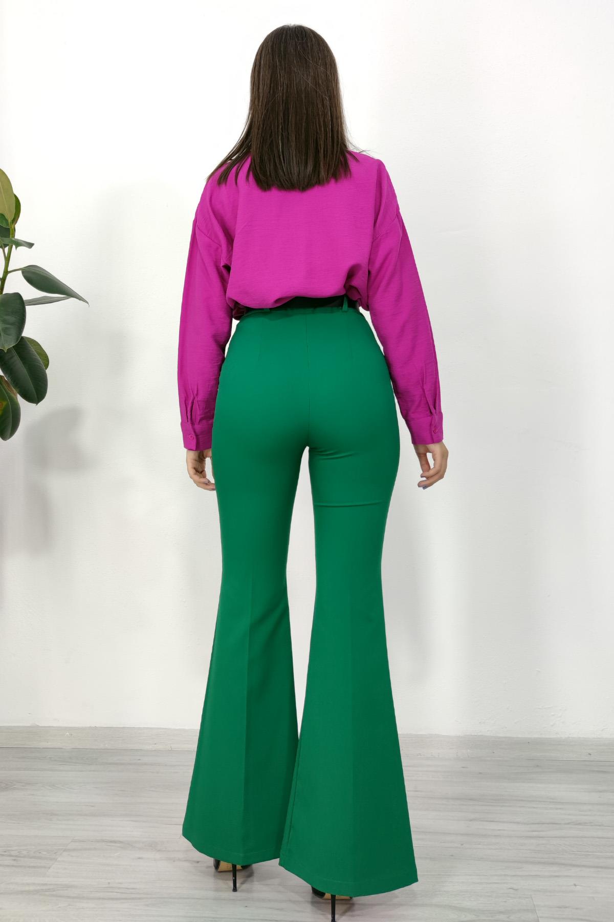 Y-3891  Y  KEMERLİ İSPANYOL PAÇA PANTOLON