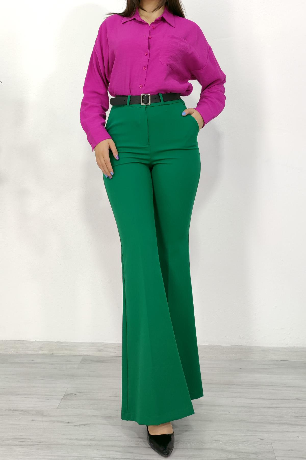 Y-3891  Y  KEMERLİ İSPANYOL PAÇA PANTOLON