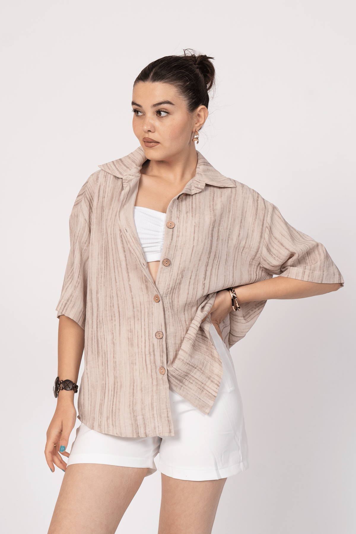 Keten Oversize Gömlek 70039