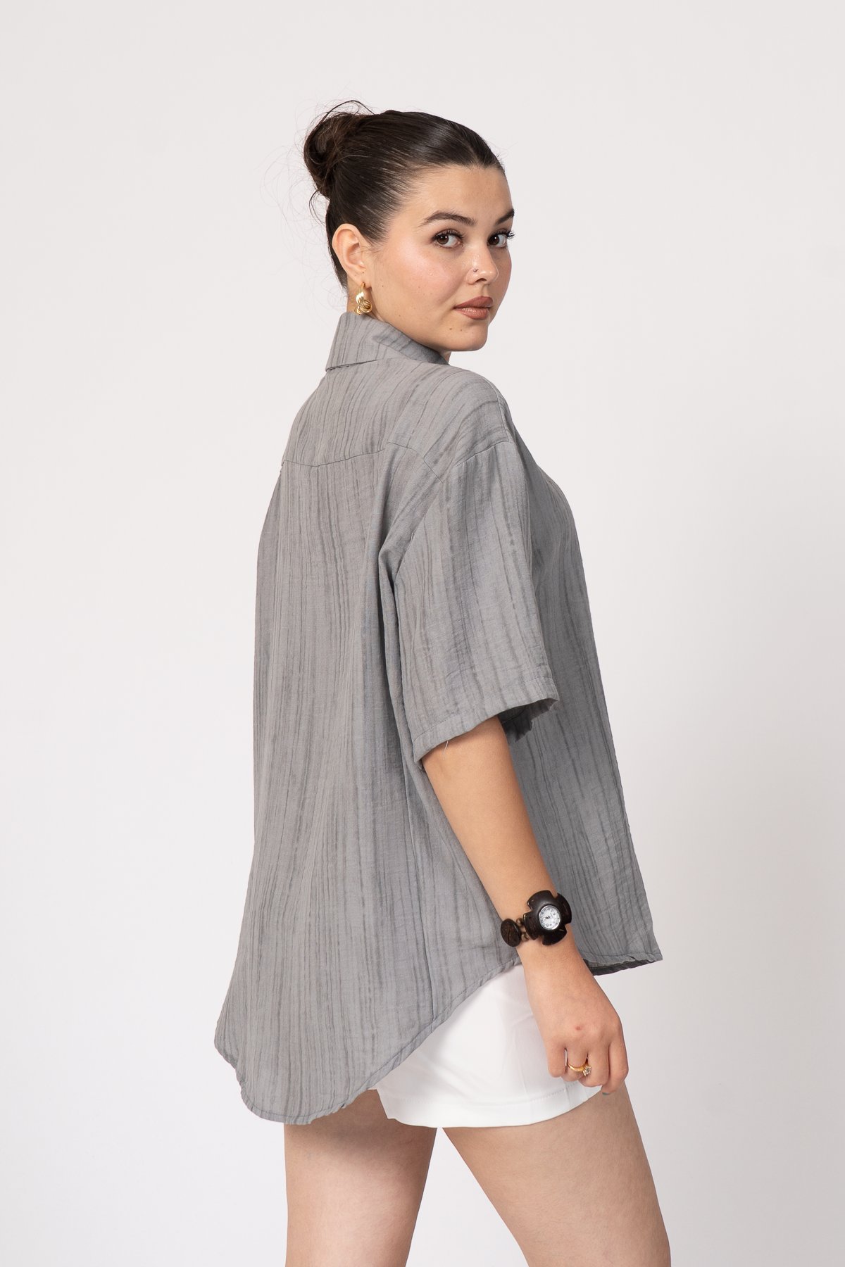 Keten Oversize Gömlek 70039