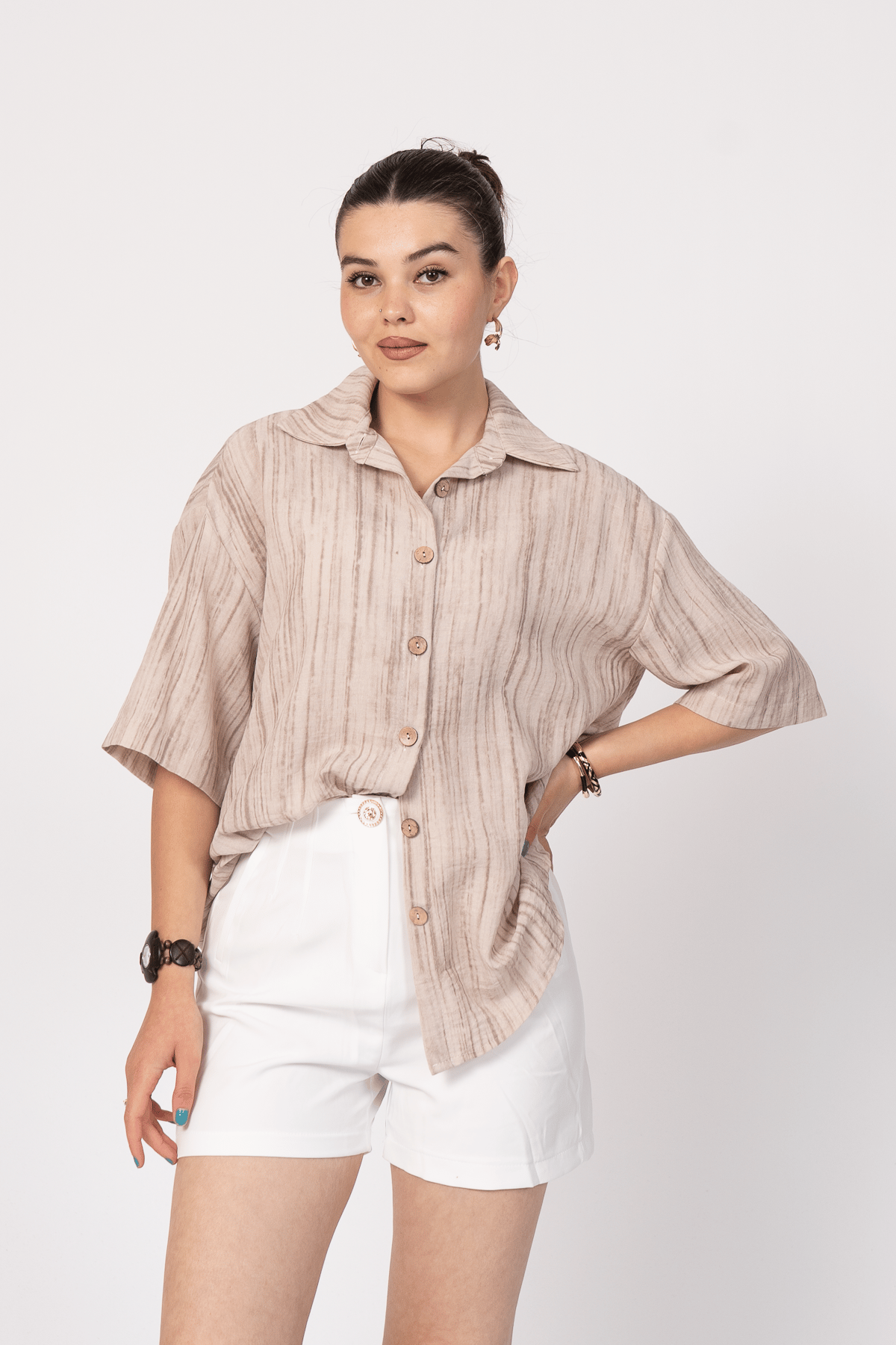 Keten Oversize Gömlek 70039
