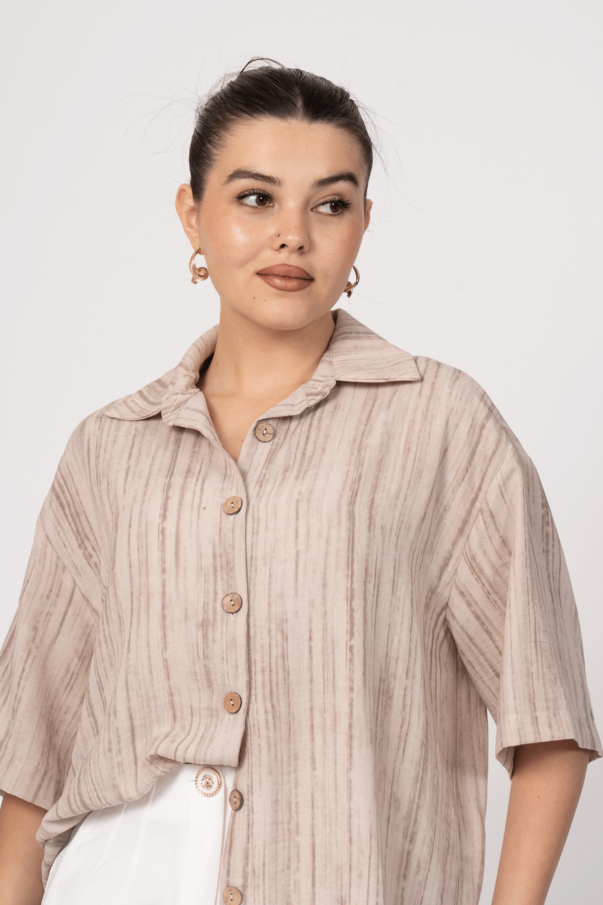 Keten Oversize Gömlek 70039