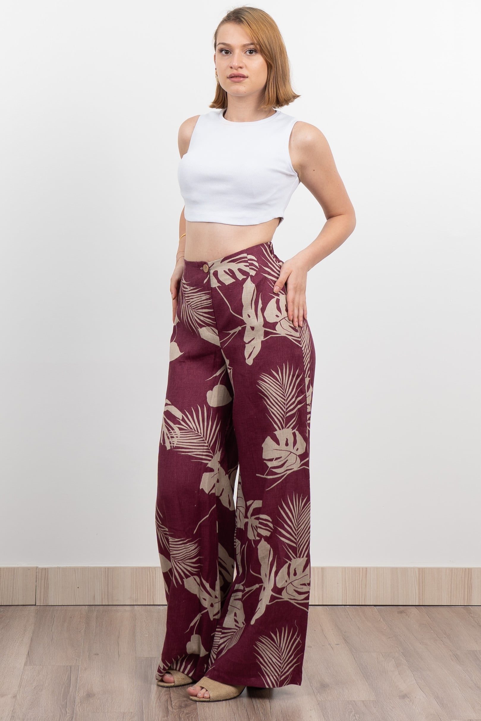 Keten Yüksek Bel Pantolon 30289