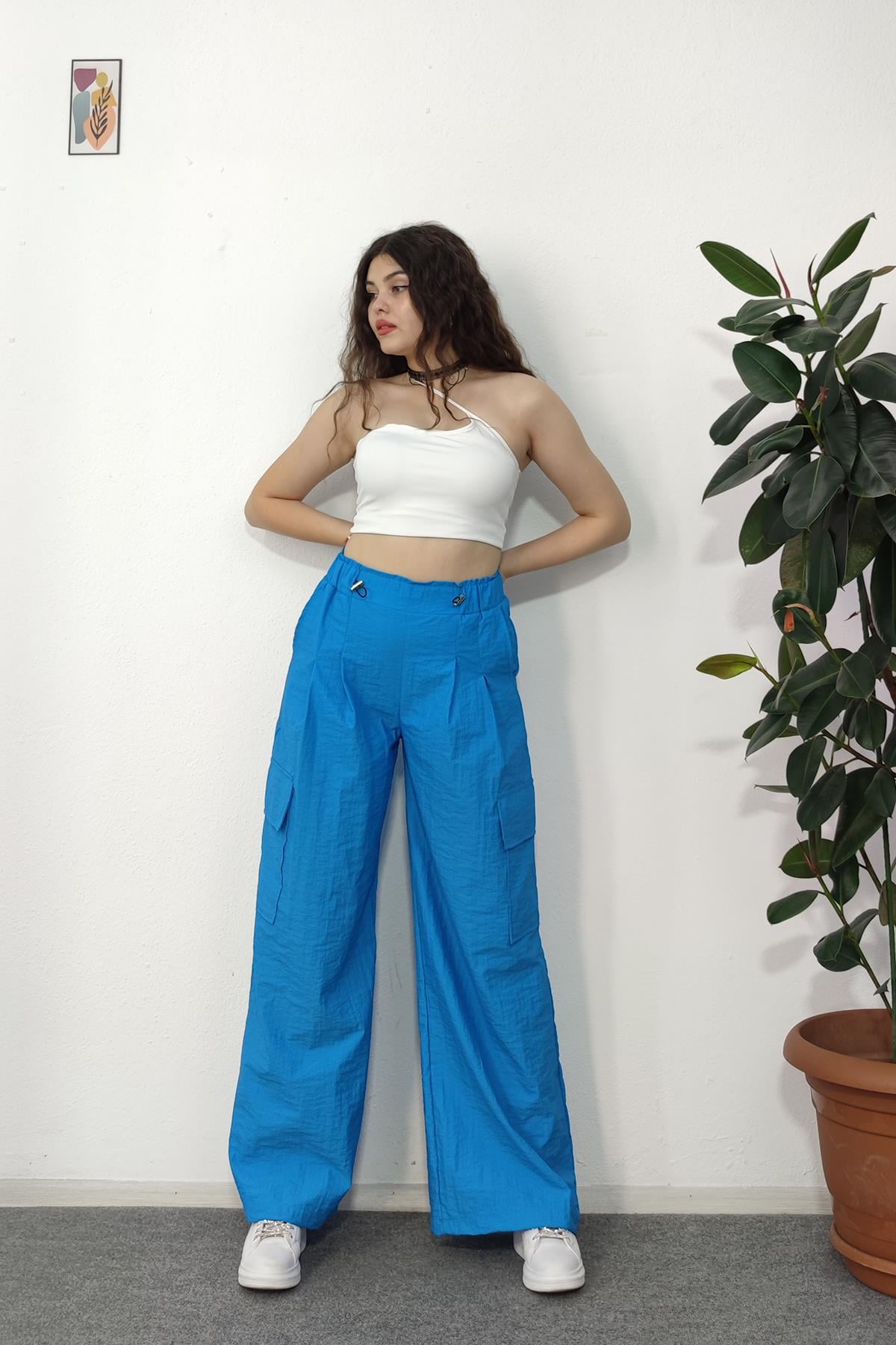 LASTSİKLİ KARGO CEPLİ PARAŞÜT PANTOLON