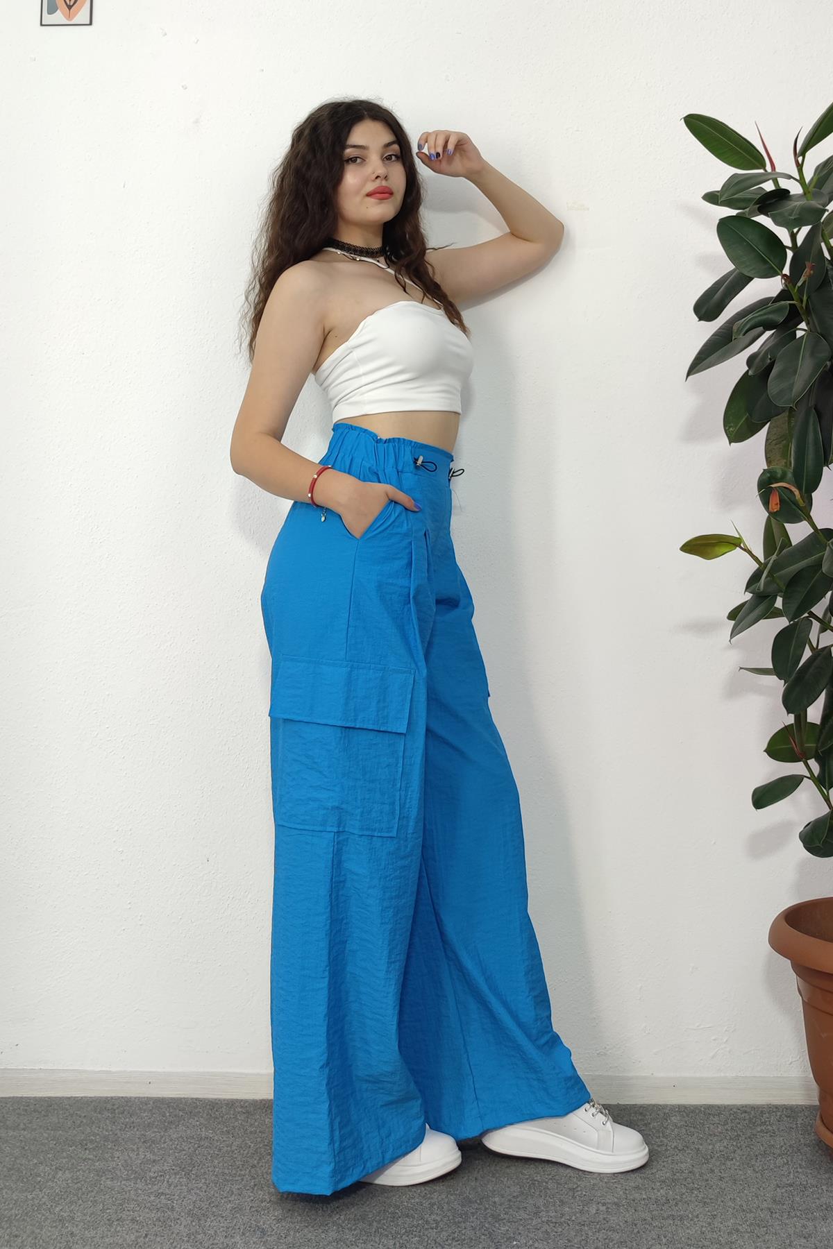 LASTSİKLİ KARGO CEPLİ PARAŞÜT PANTOLON