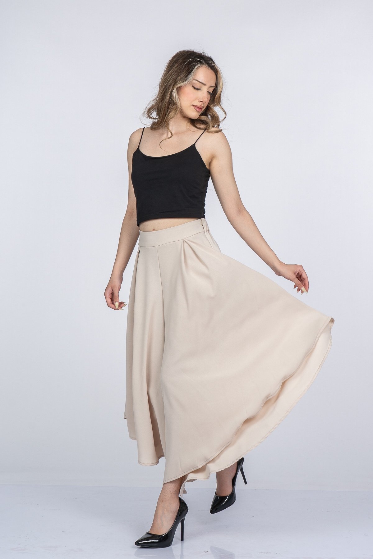 Lavelle Yüksek Bel Şalvar Model Kısa Paça Pantolon 30402