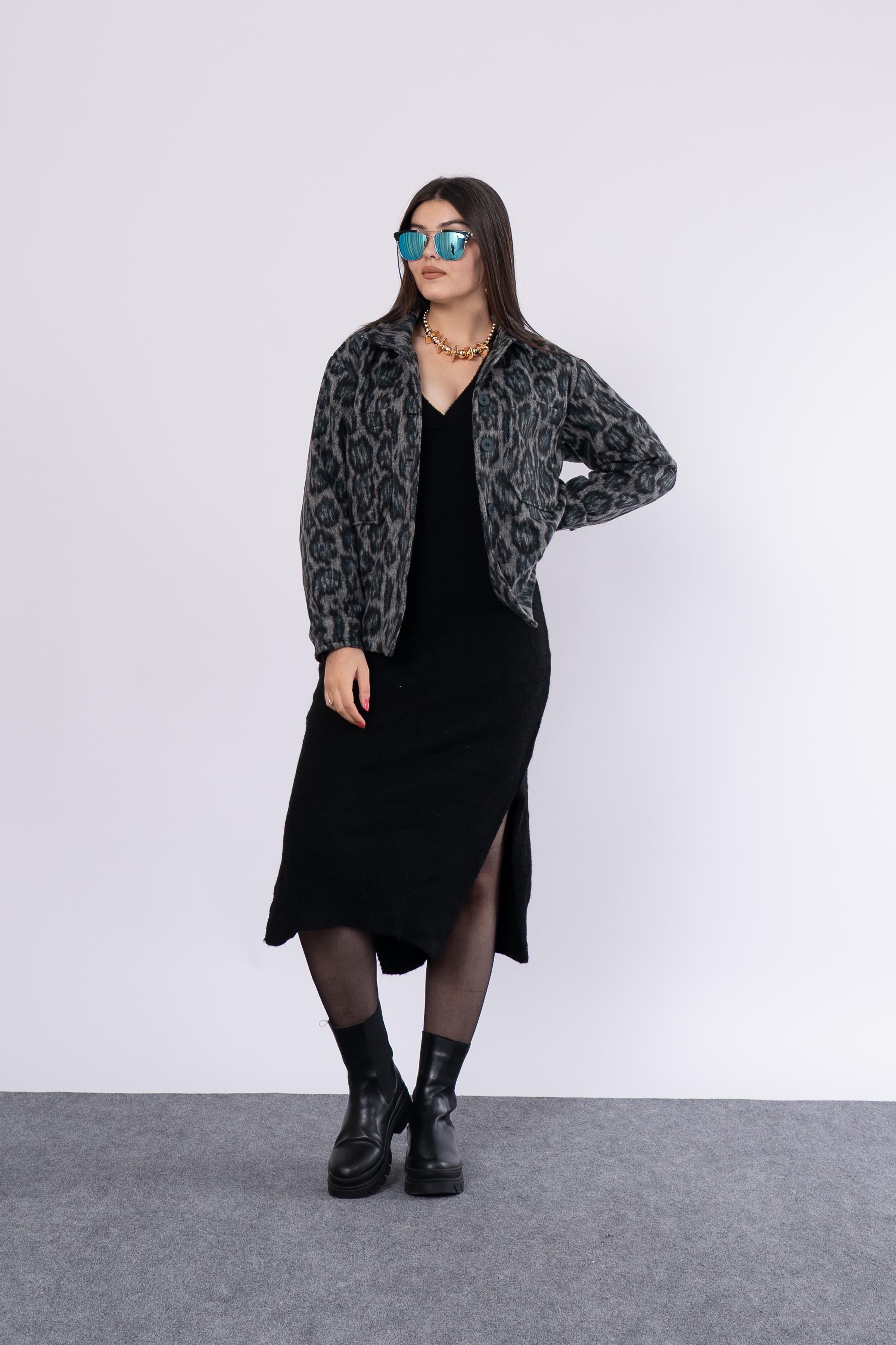 Leopar Desenli Üst Cepli Ceket 8600