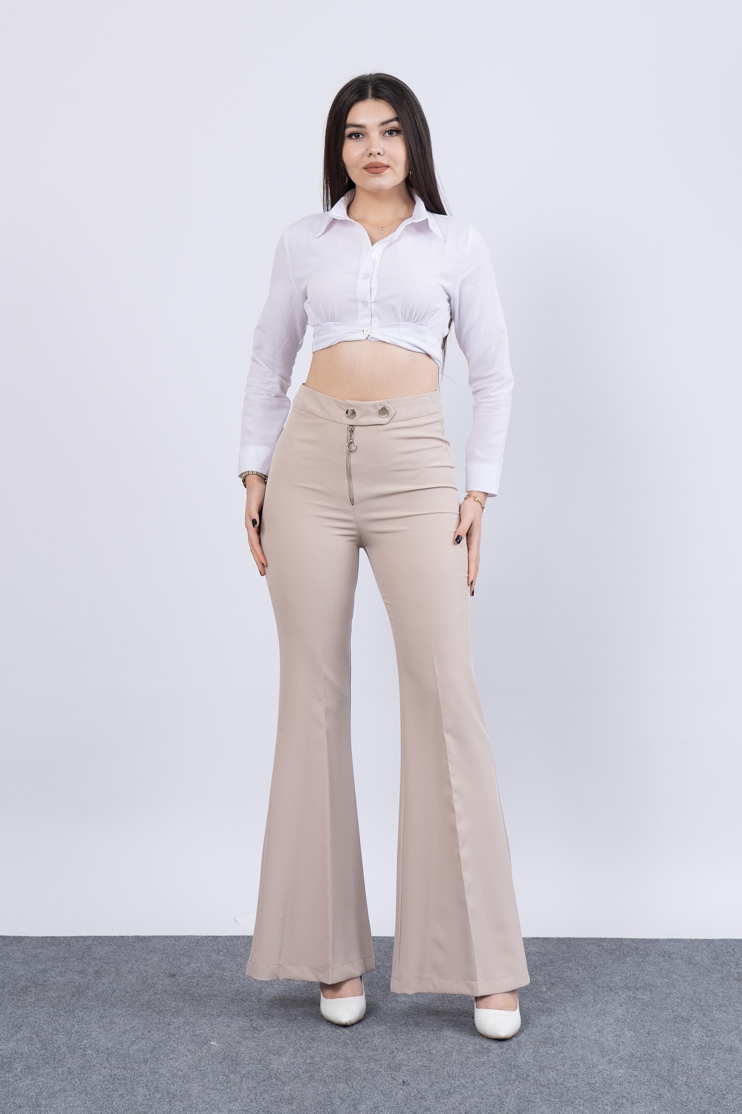 Y-3679  Y METAL FERMUARLI İSPANYOL PAÇA PANTOLON