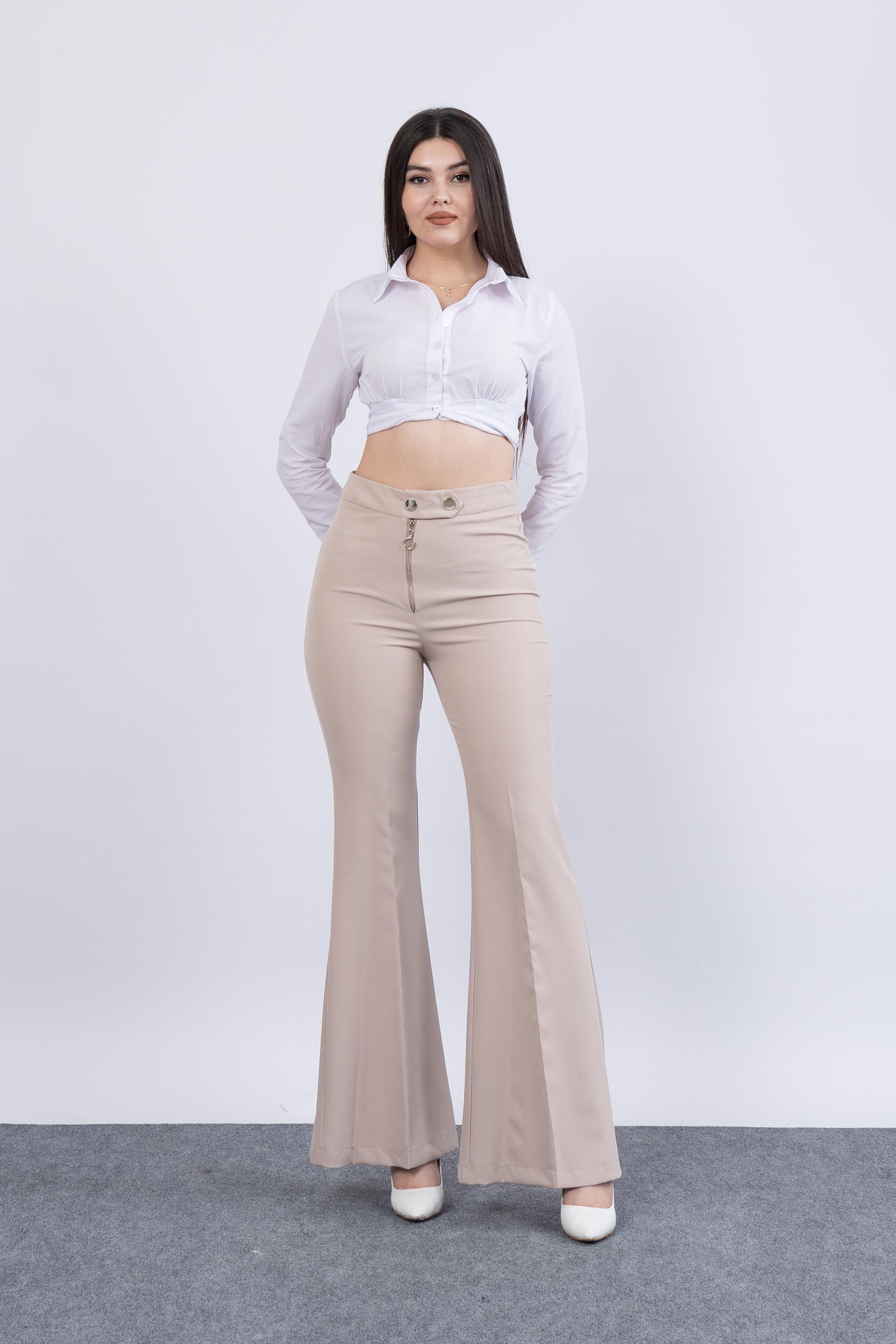 Y-3679  Y METAL FERMUARLI İSPANYOL PAÇA PANTOLON