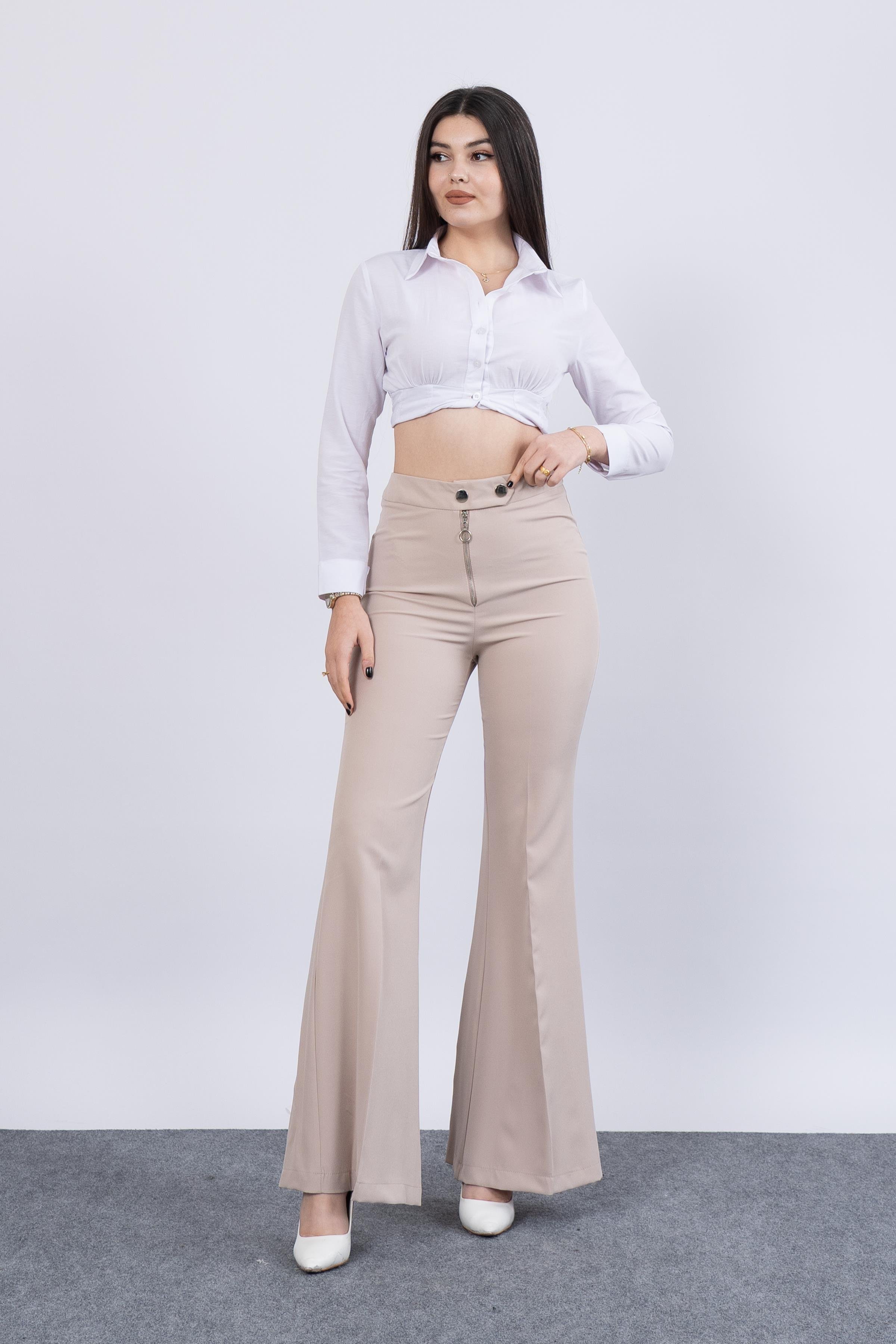 Y-3679  Y METAL FERMUARLI İSPANYOL PAÇA PANTOLON