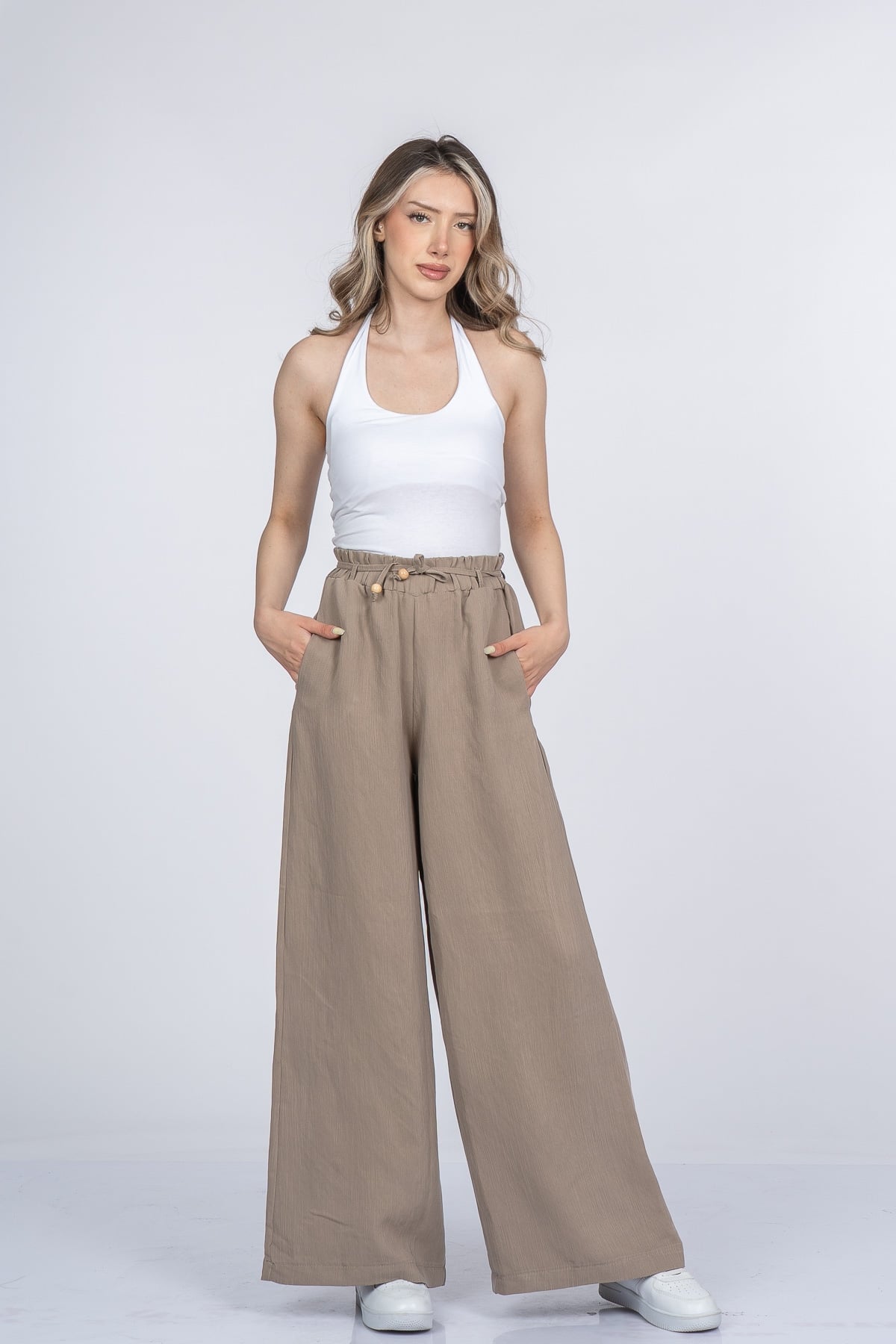Mirella Aerobin Beli Lastikli Palazzo Pantolon 30408