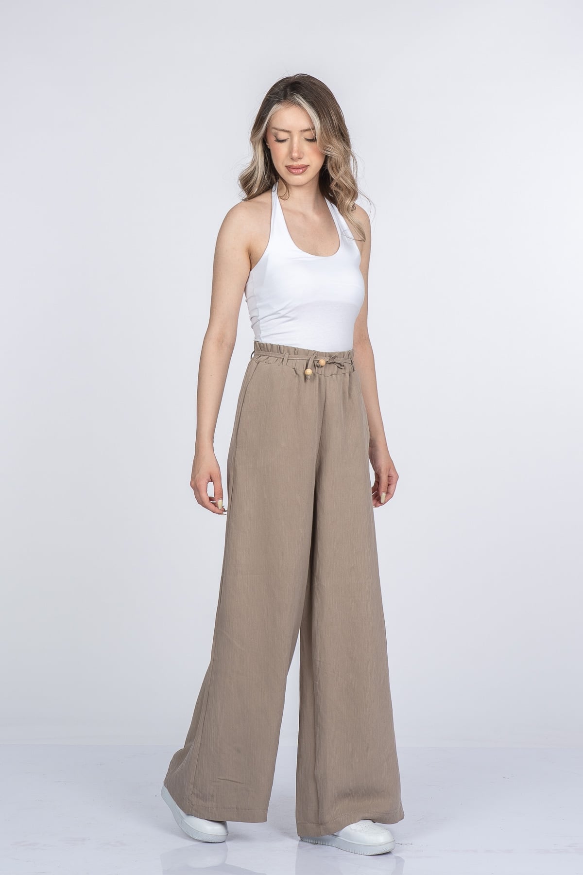 Mirella Aerobin Beli Lastikli Palazzo Pantolon 30408