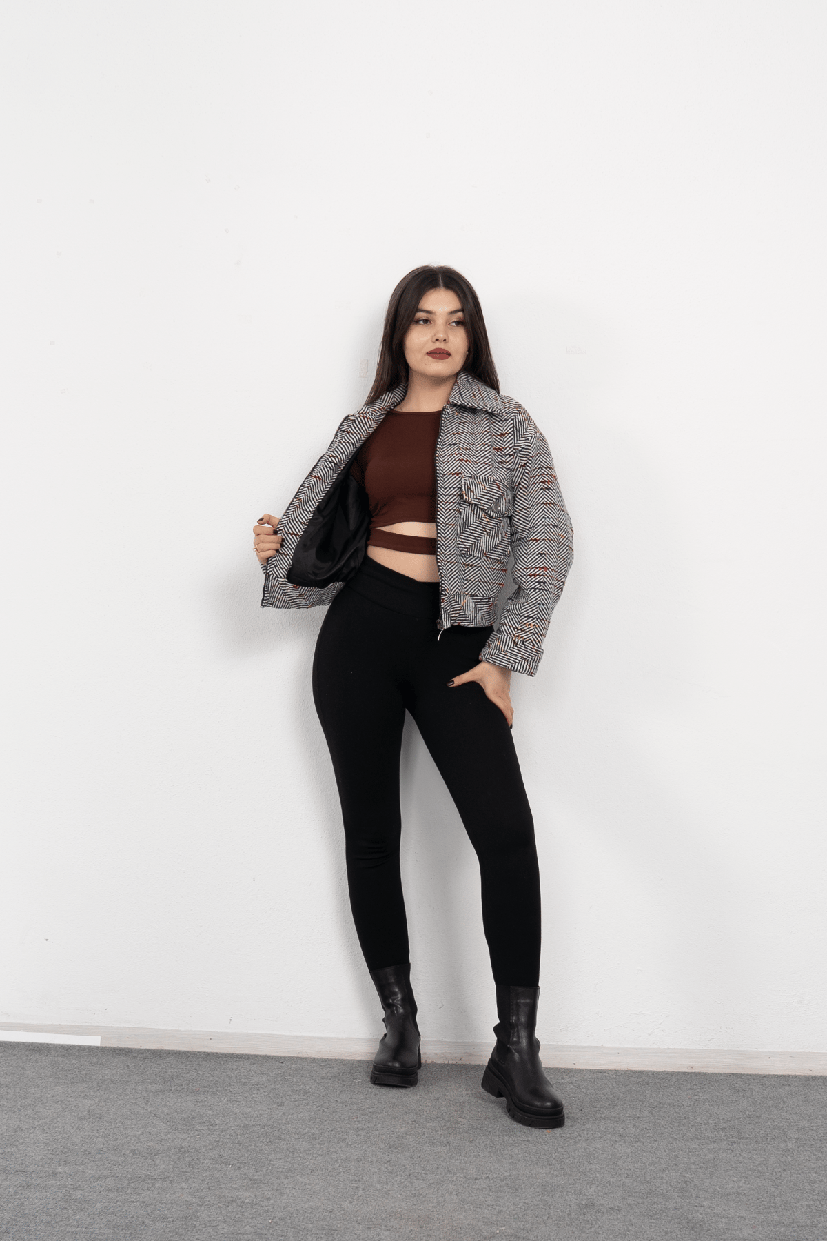 Missvina Balık Sırtı Desenli Ceket