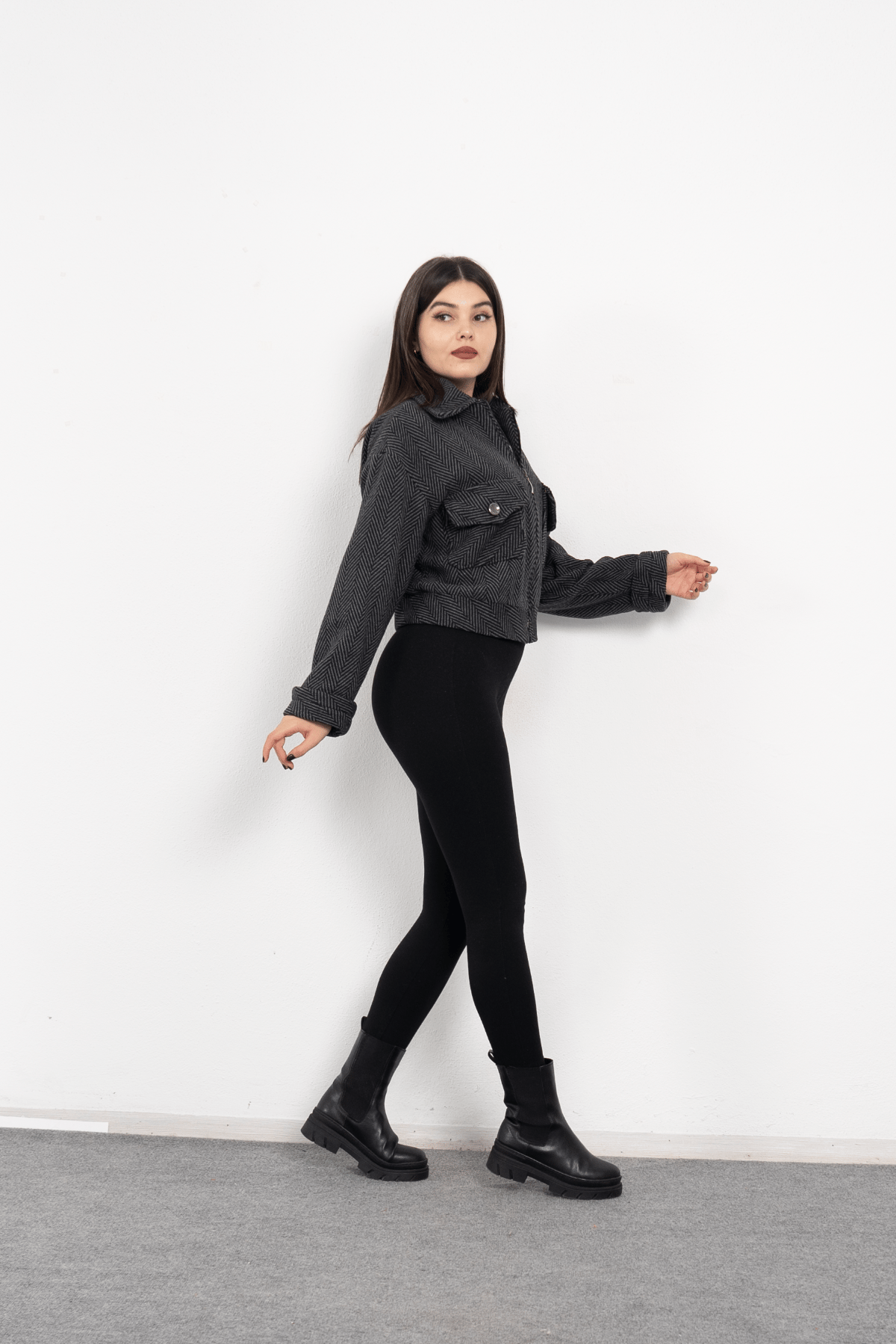 Missvina Balık Sırtı Desenli Ceket